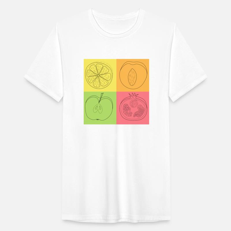Pop art apple lemon peach and pomegranate
