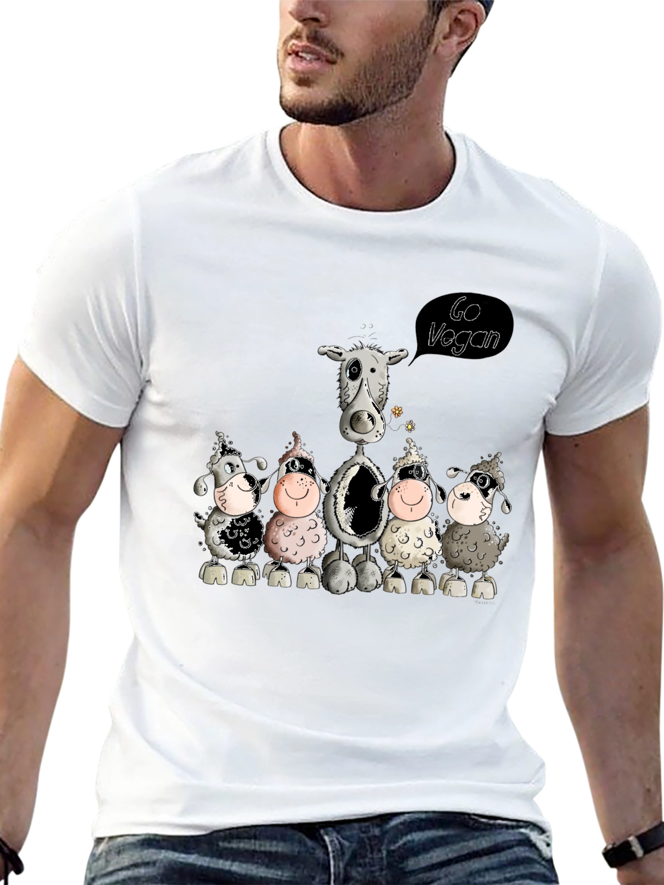 Go Vegan Sheep Tee - Animal Lover Shirt