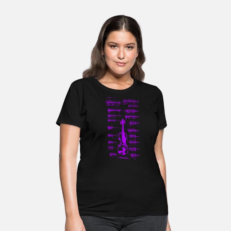 Purple Violin Da Vinci Style Blueprint Sketch