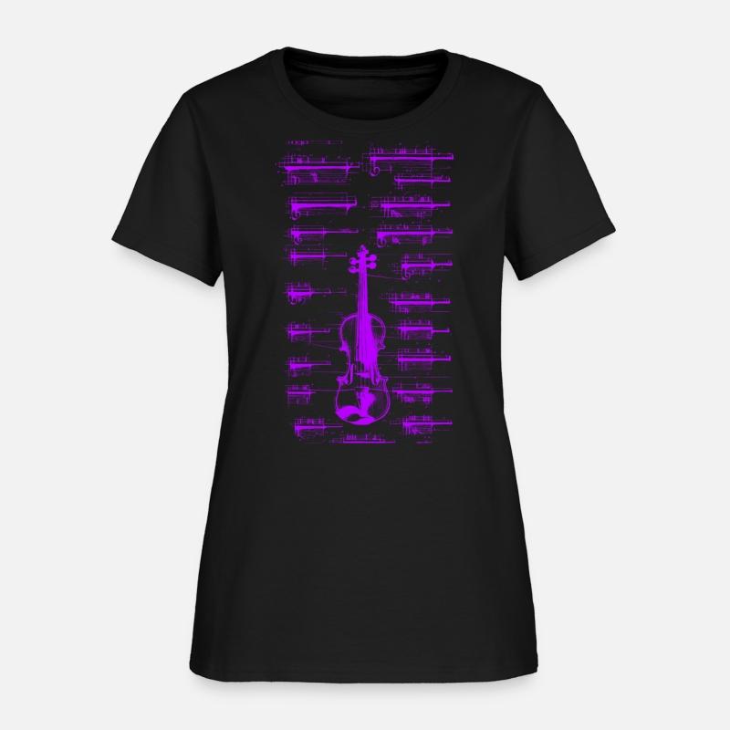 Purple Violin Da Vinci Style Blueprint Sketch