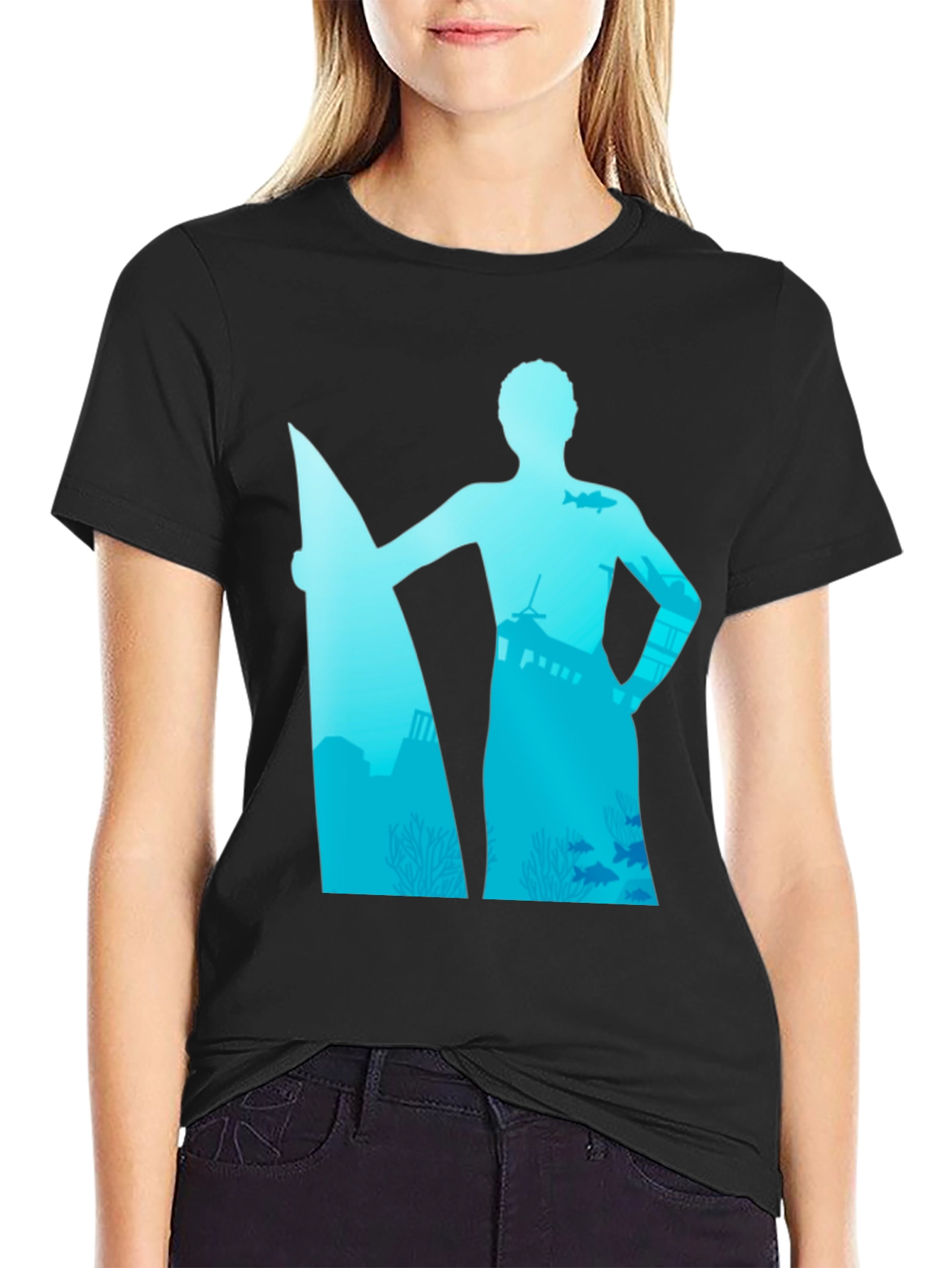 Surfer Silhouette Graphic T-Shirt