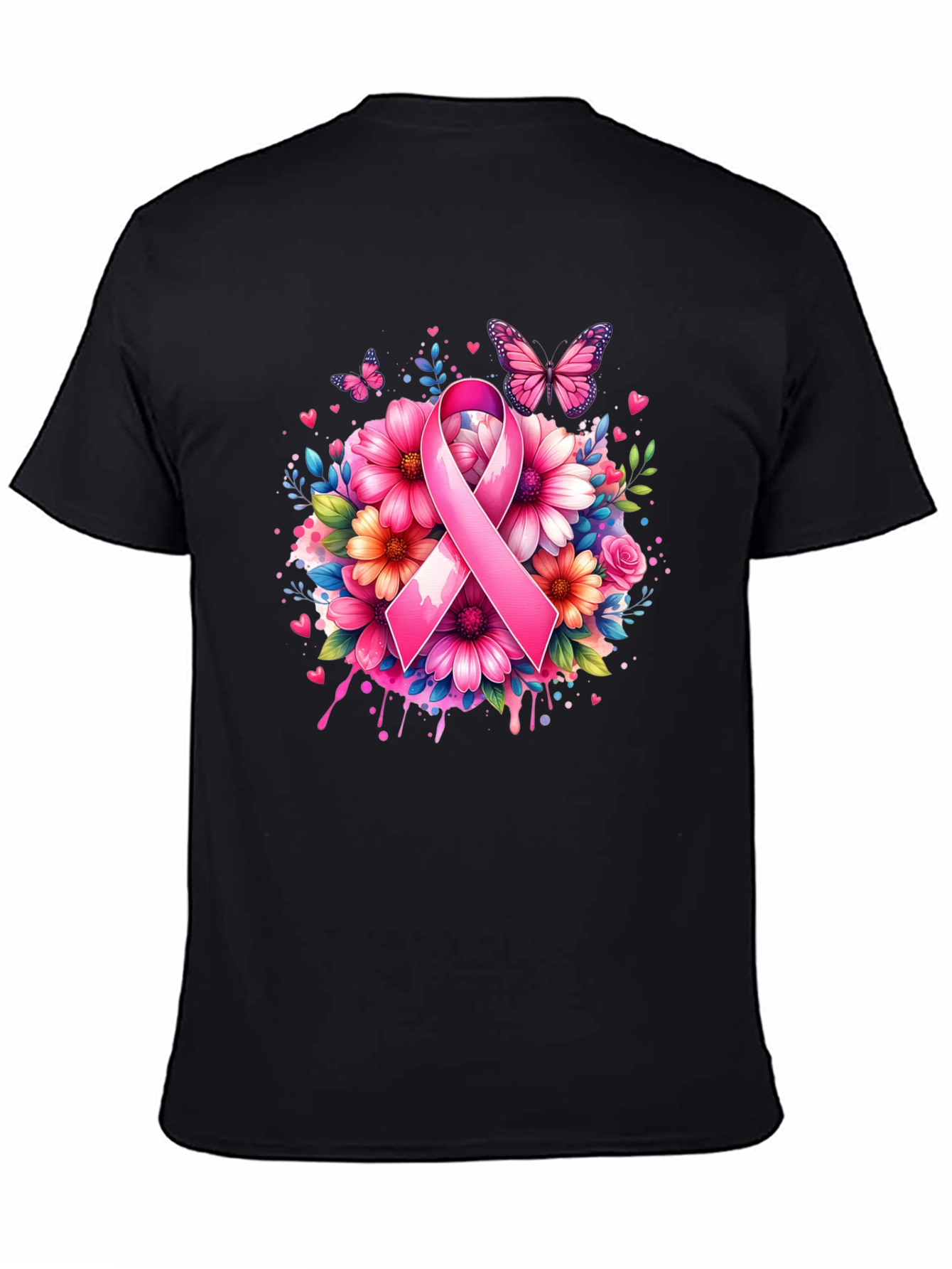 Breast Cancer Awareness Floral Ribbon T-Shirt