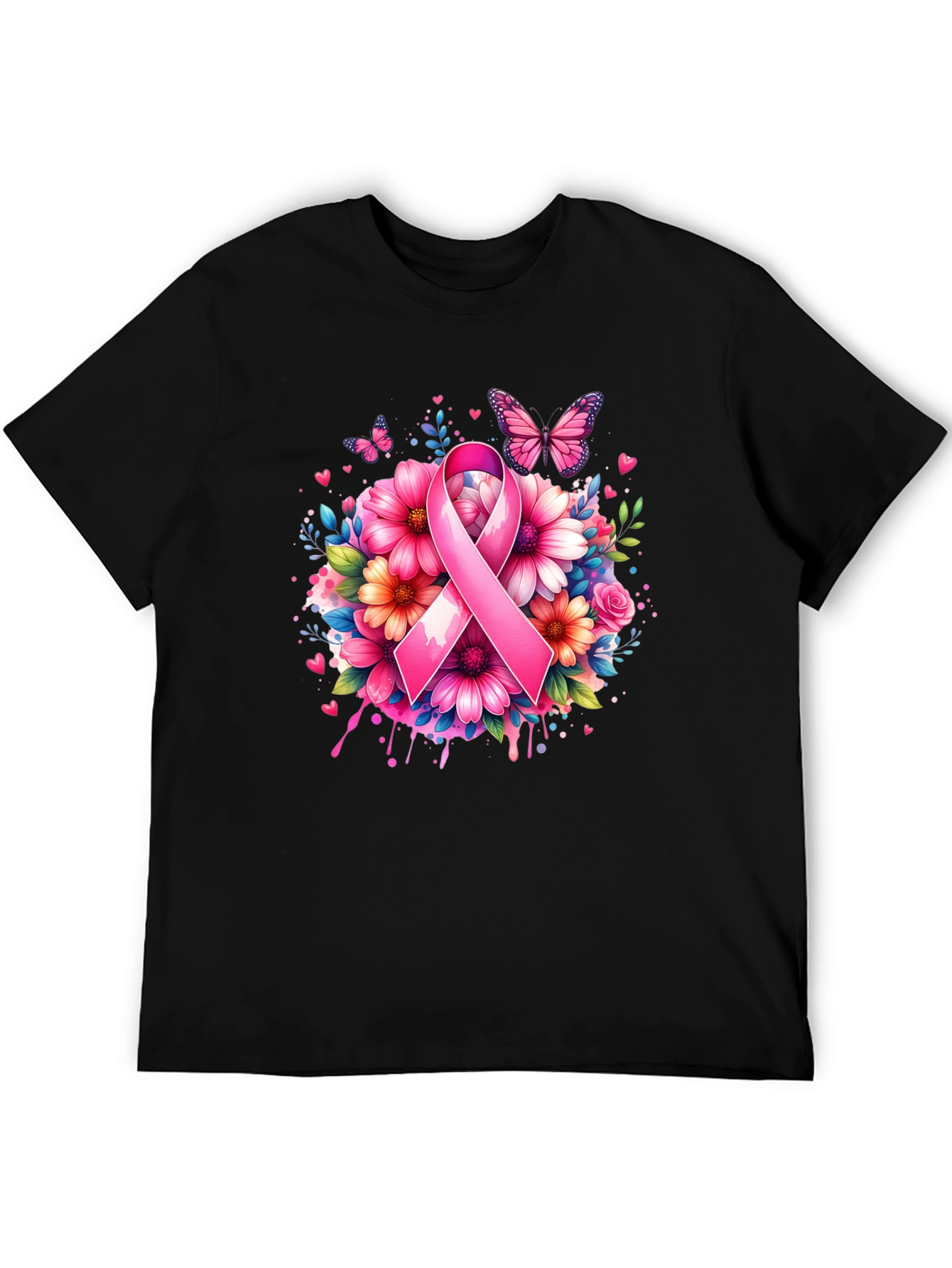 Breast Cancer Awareness Floral Ribbon T-Shirt