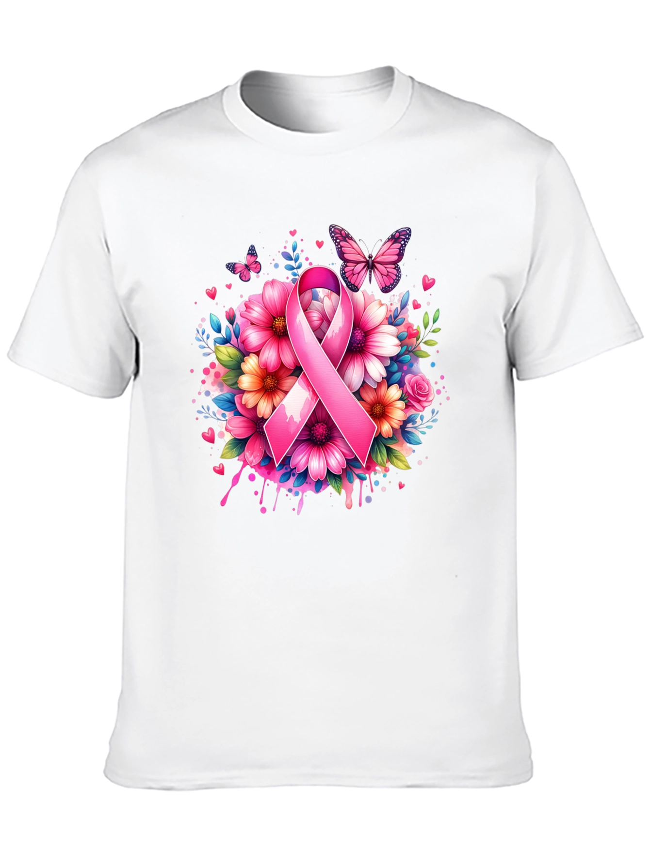 Breast Cancer Awareness Floral Ribbon T-Shirt