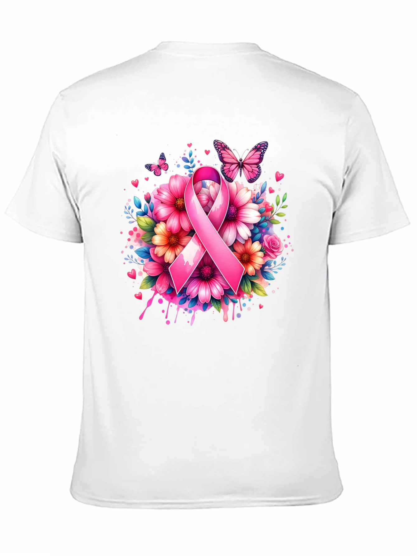 Breast Cancer Awareness Floral Ribbon T-Shirt