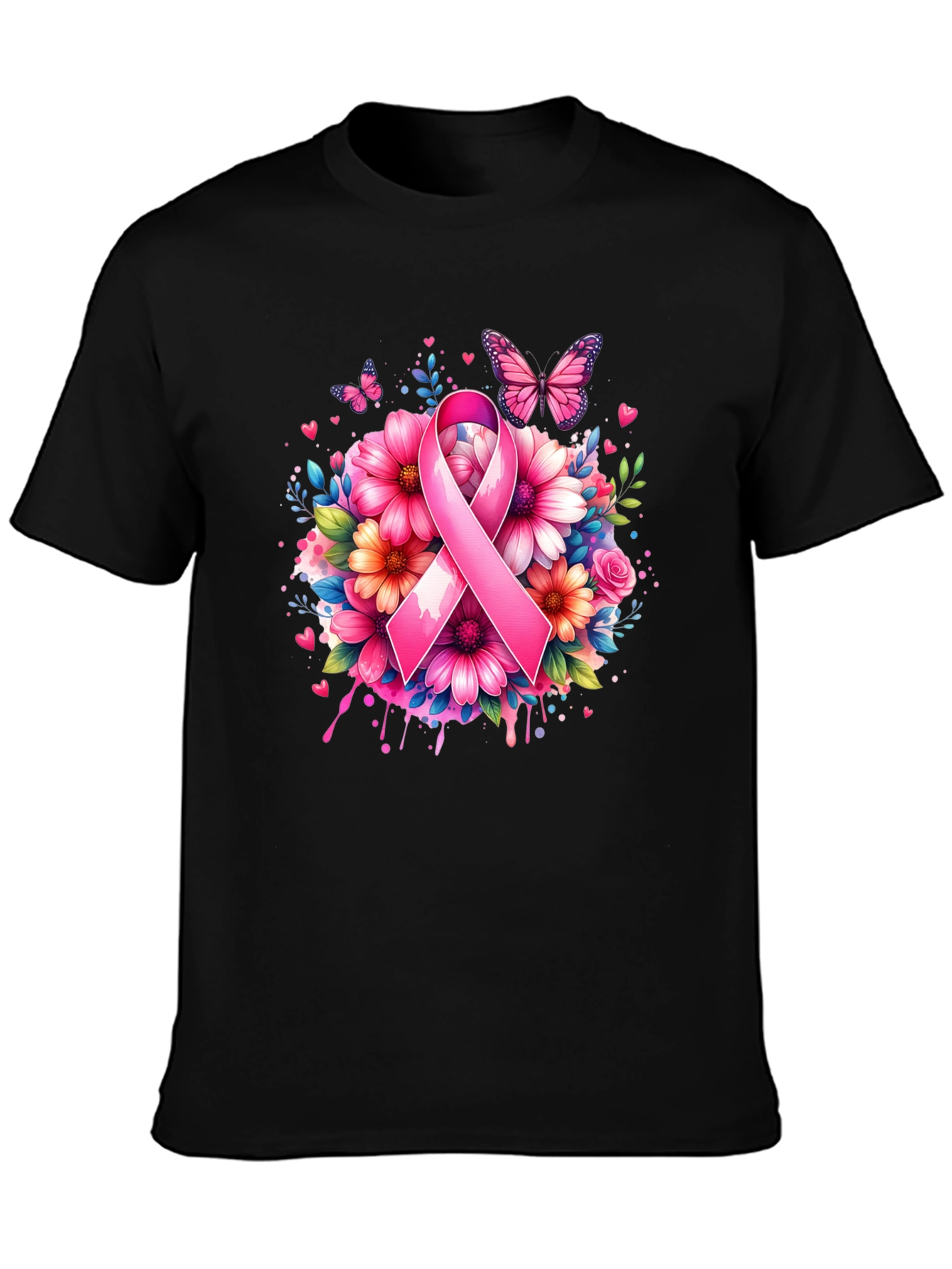 Breast Cancer Awareness Floral Ribbon T-Shirt