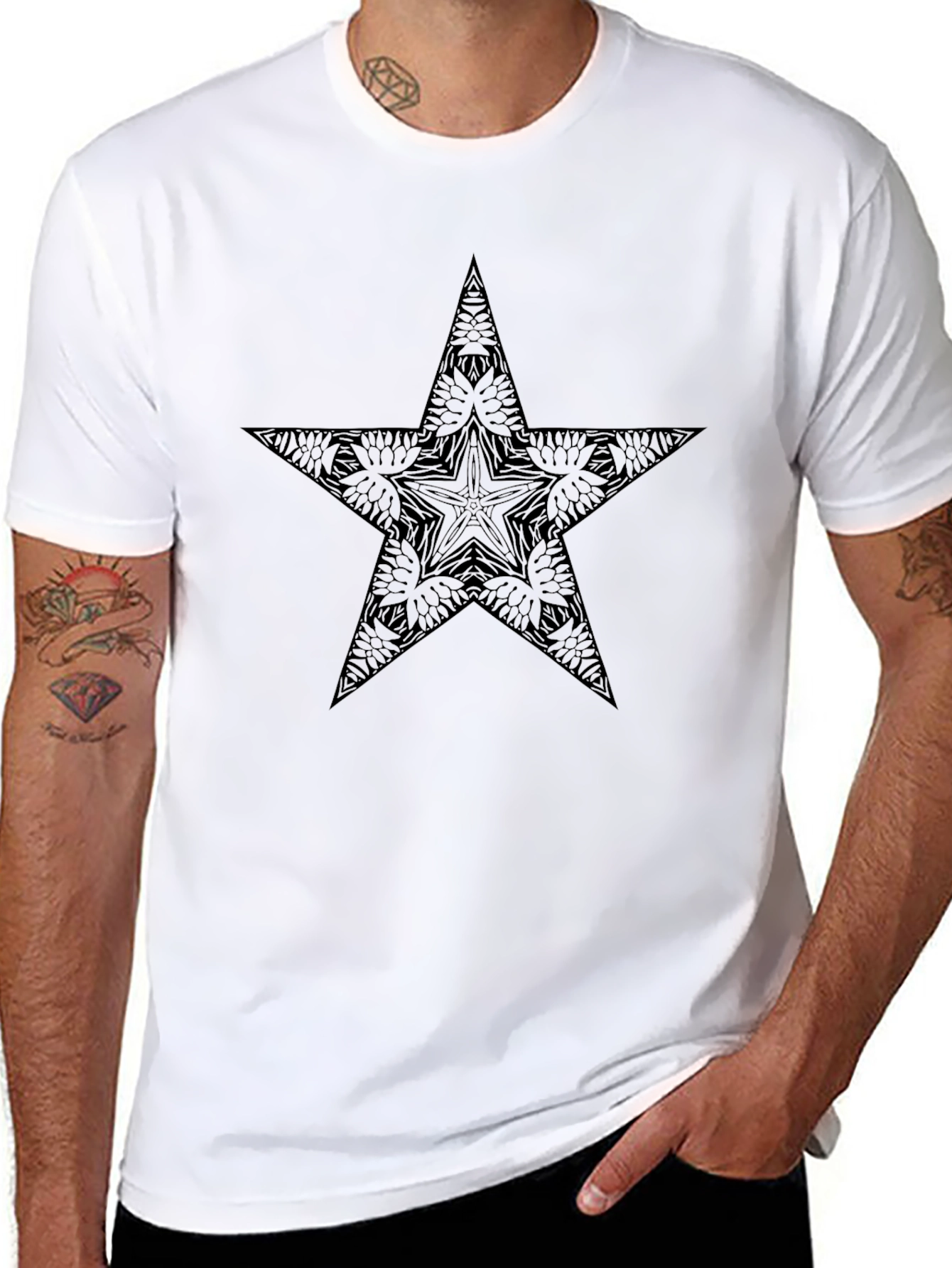 Mens Black Star Graphic Tee - Stylish & Unique