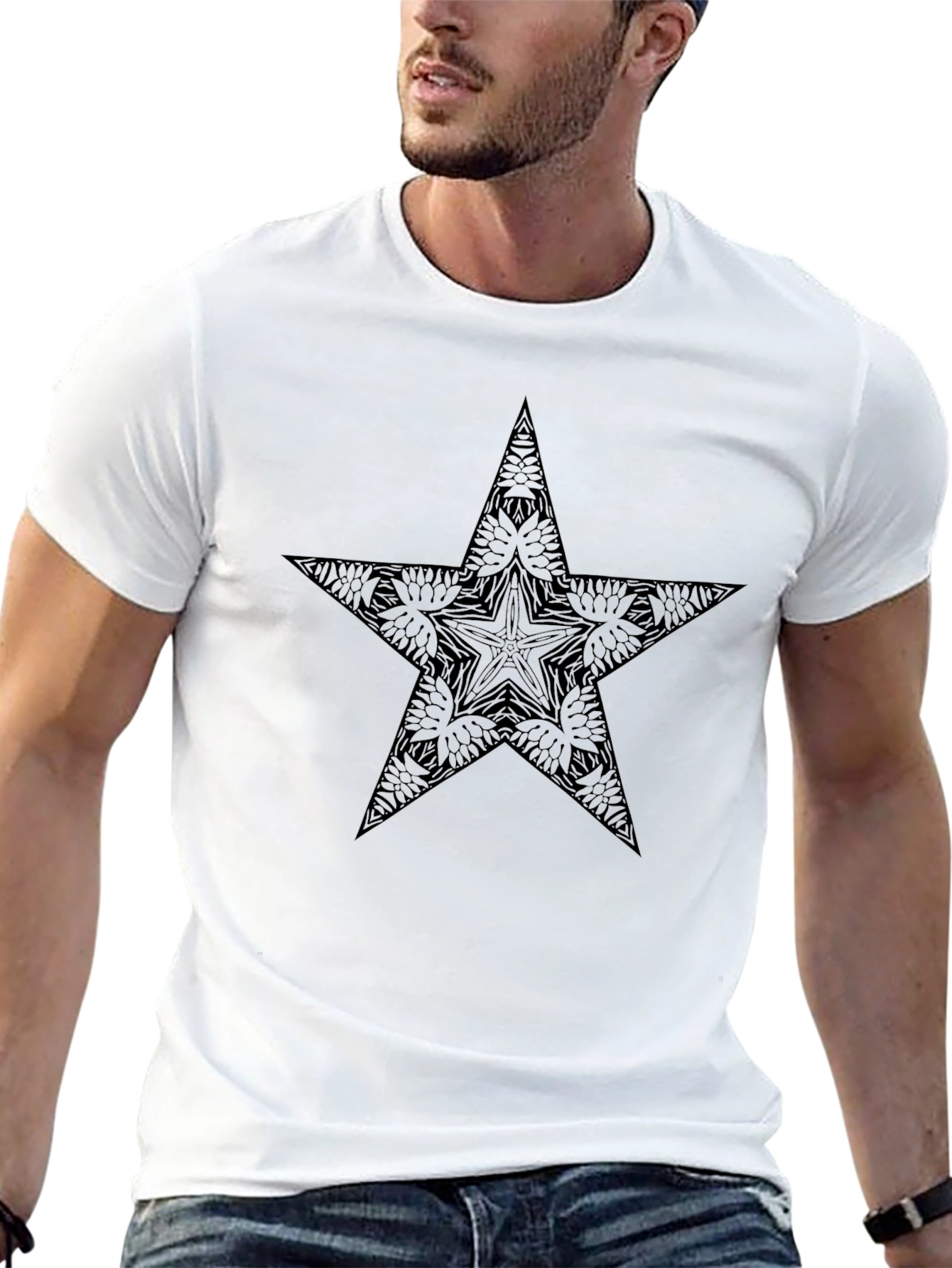 Mens Black Star Graphic Tee - Stylish & Unique