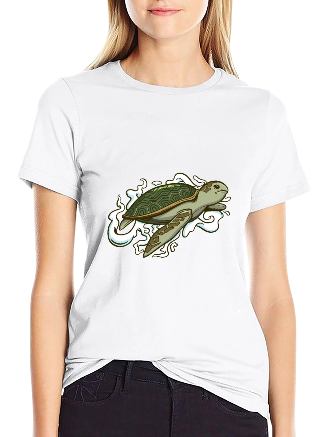 Sea Turtle Graphic Tee - Black Cotton Blend