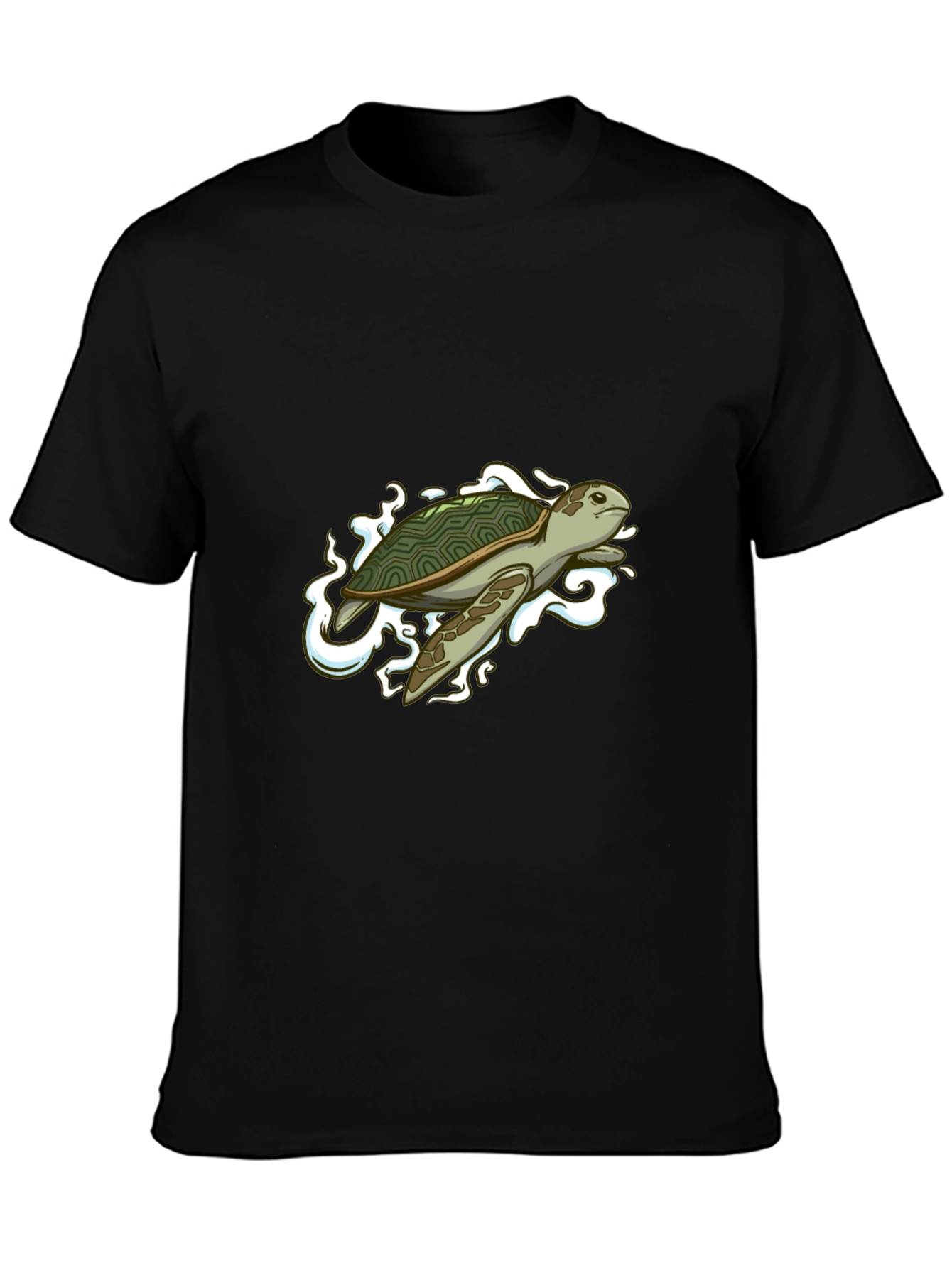 Sea Turtle Graphic Tee - Black Cotton Blend