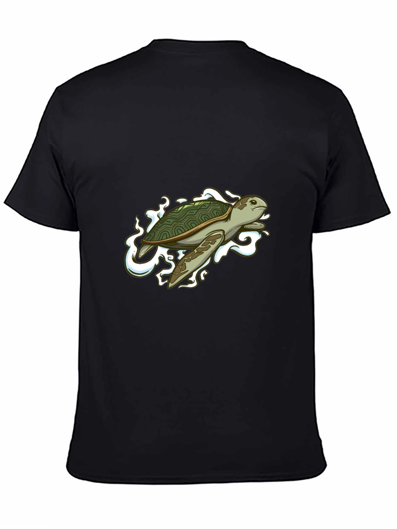 Sea Turtle Graphic Tee - Black Cotton Blend