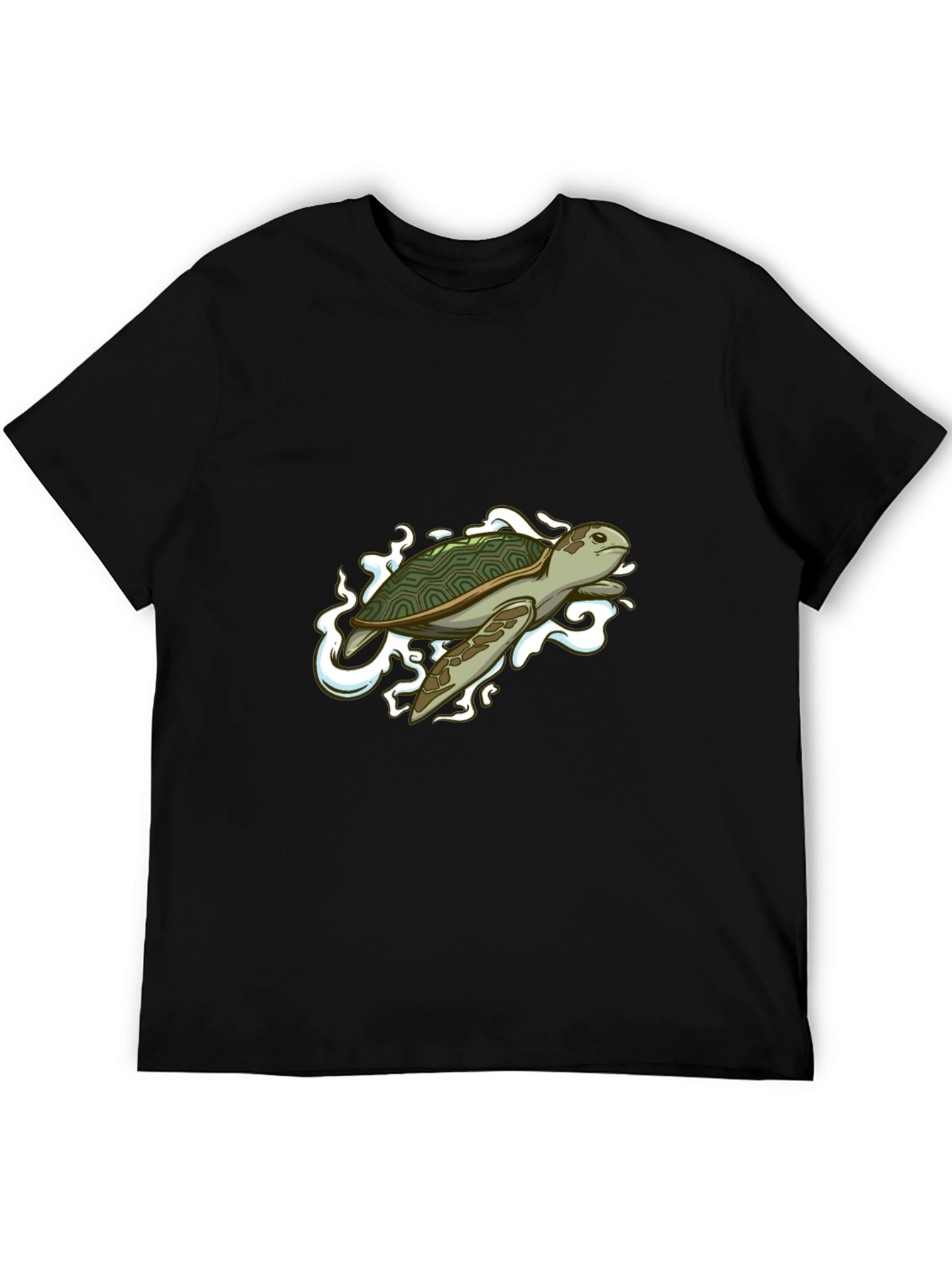 Sea Turtle Graphic Tee - Black Cotton Blend