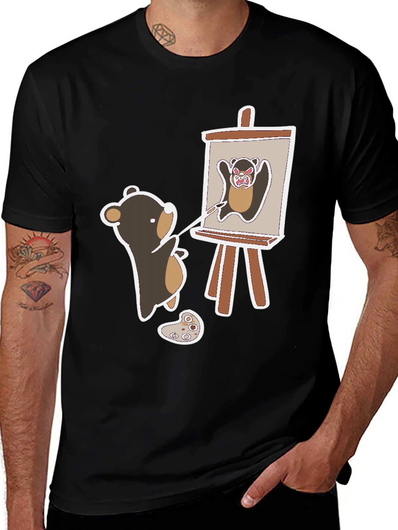 Bear Artist T-Shirt - Painting Bear Design