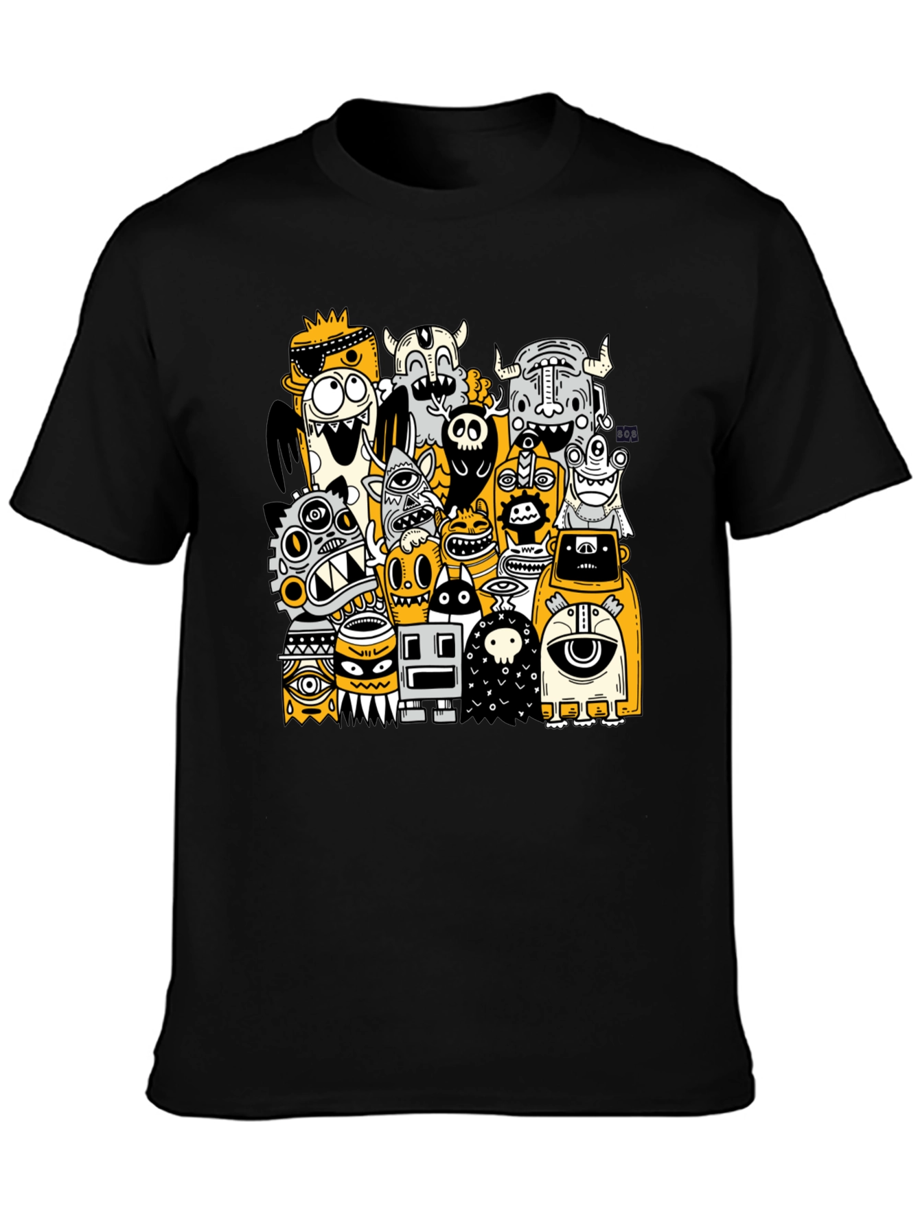 Monster Doodle Graphic Tee - Black