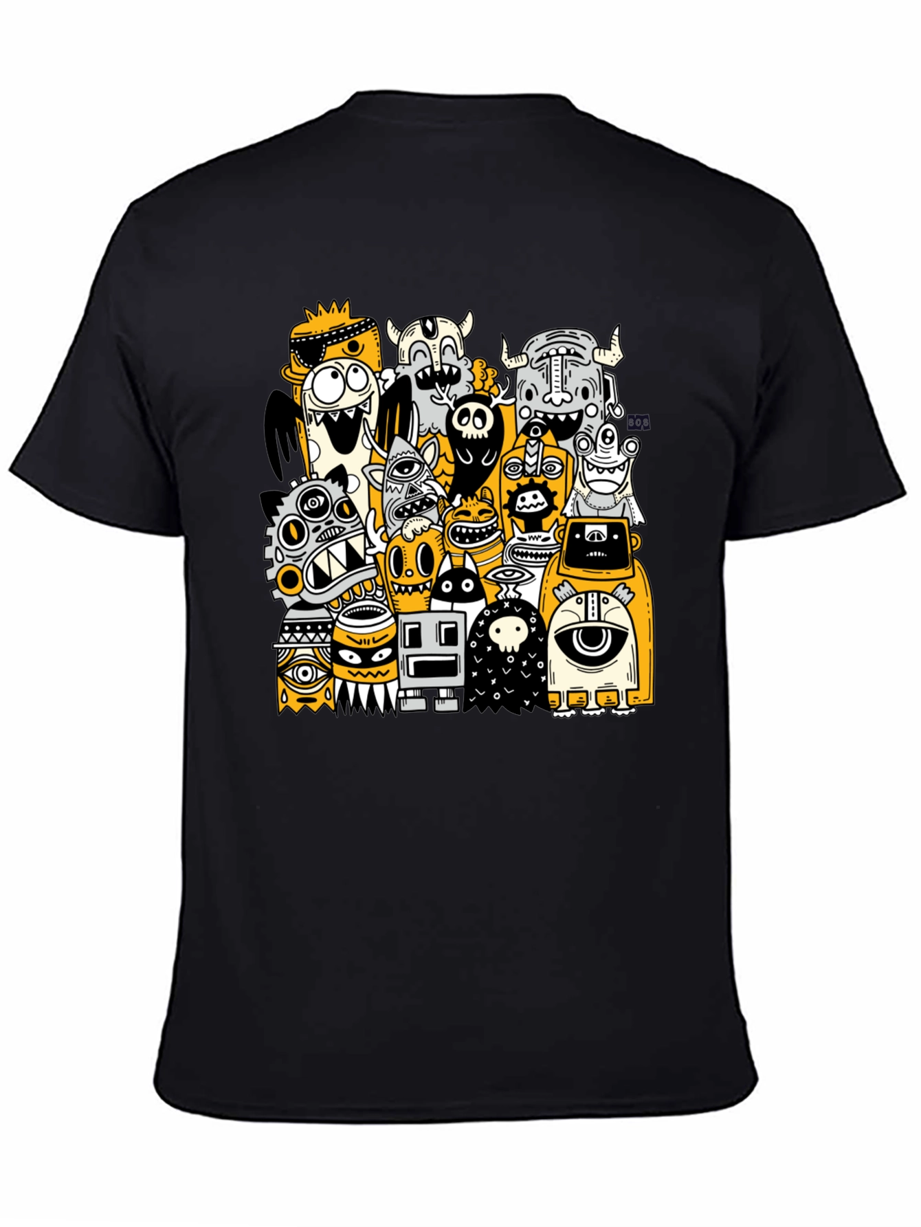 Monster Doodle Graphic Tee - Black