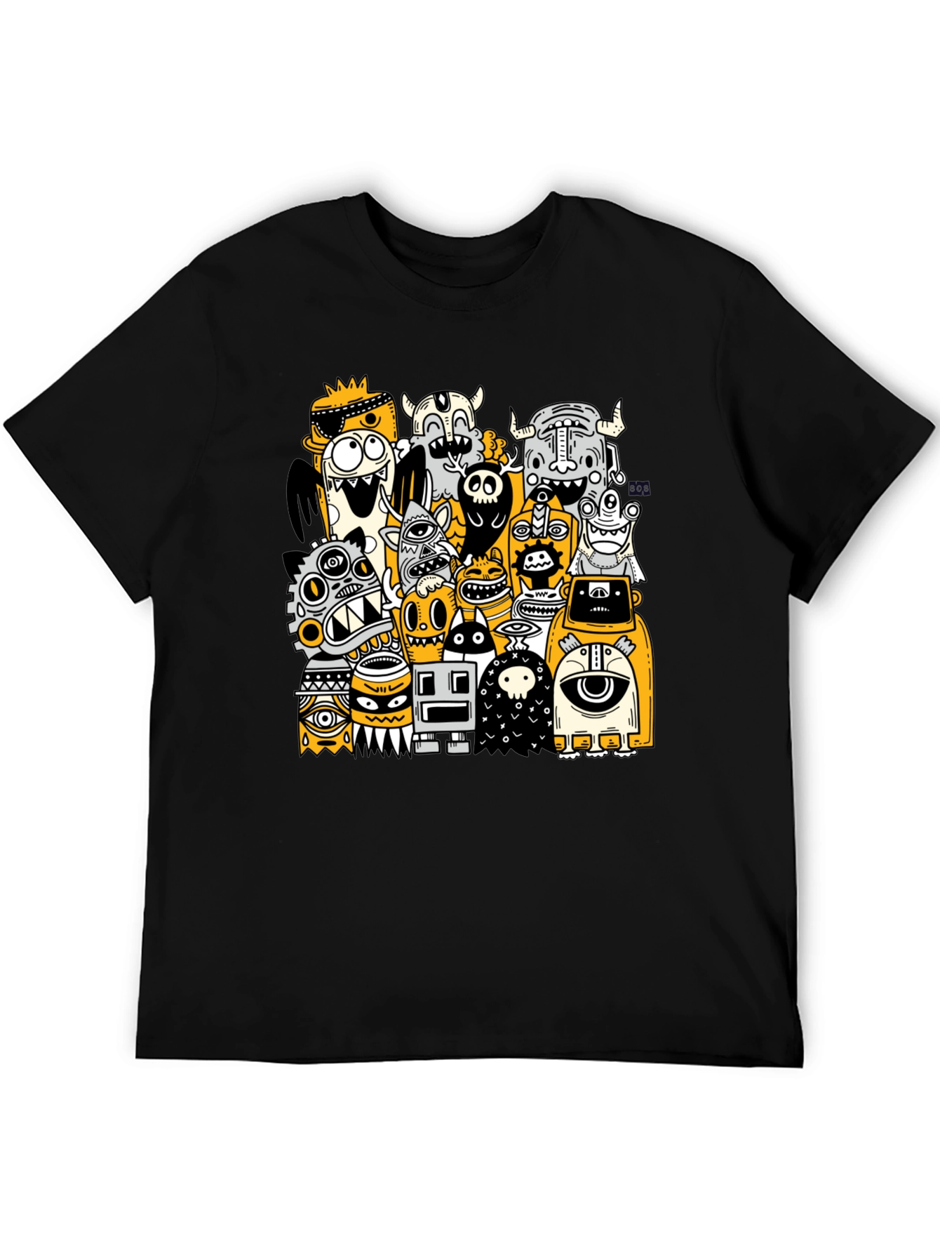Monster Doodle Graphic Tee - Black