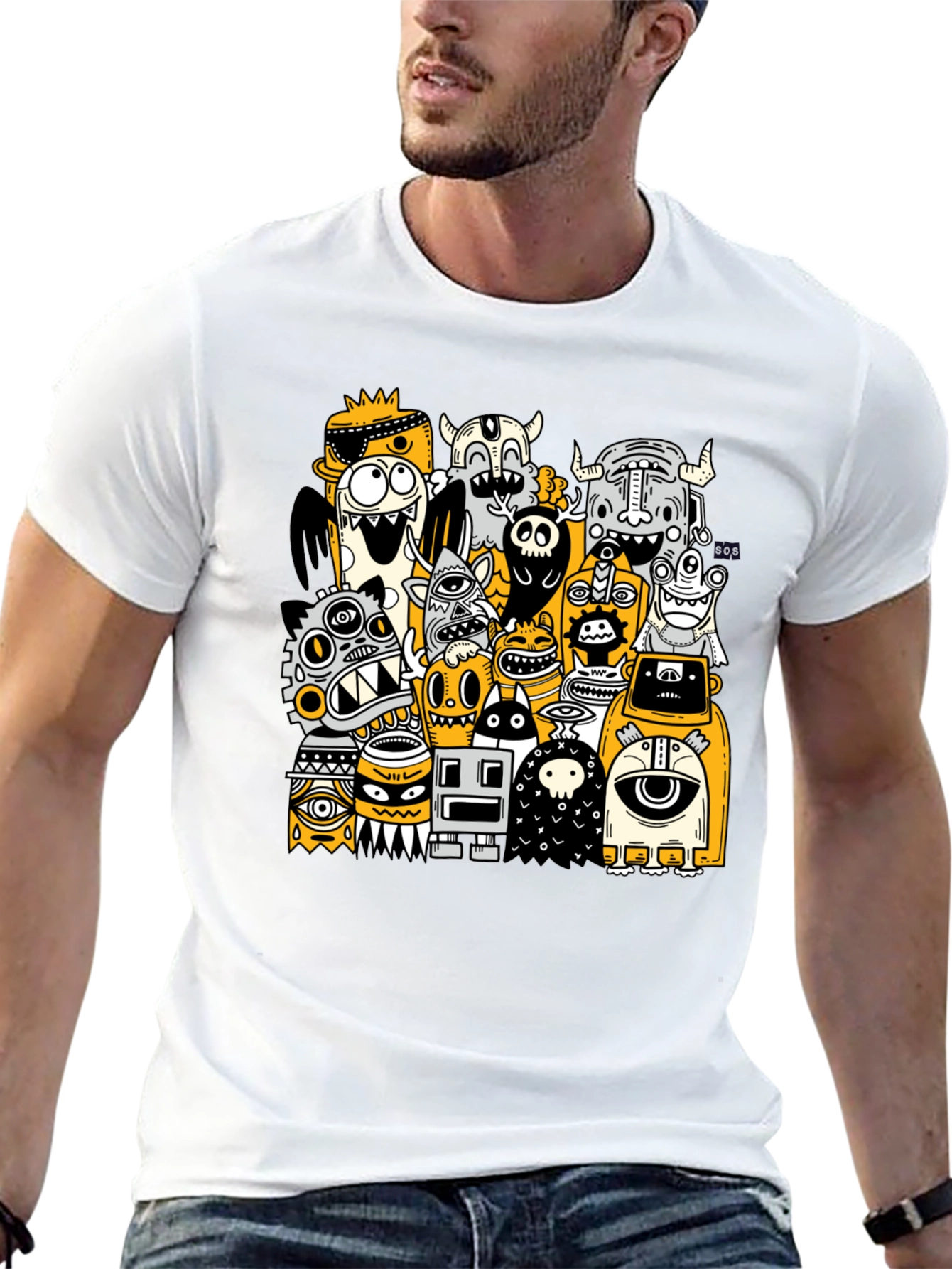 Monster Doodle Graphic Tee - Black