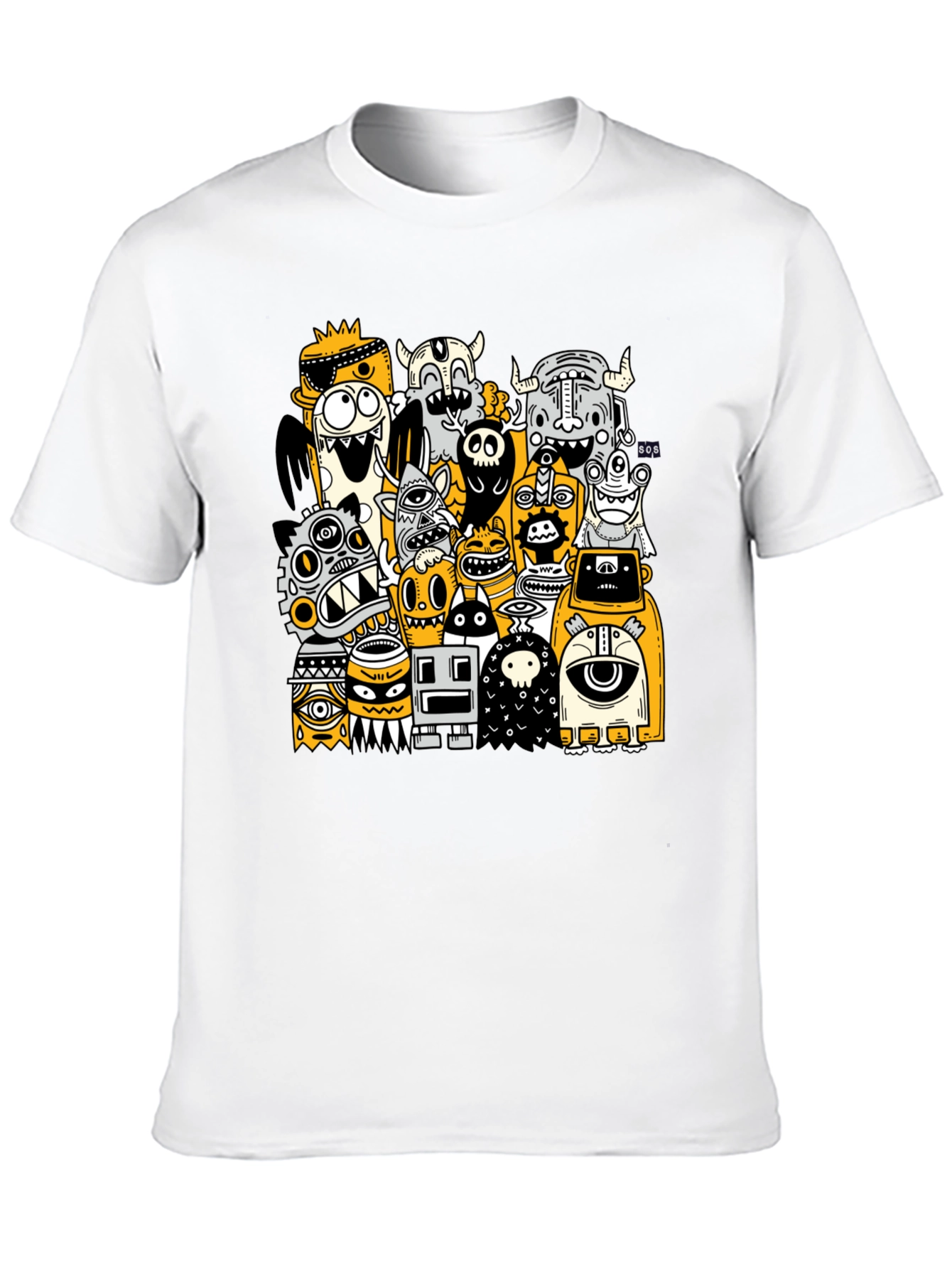 Monster Doodle Graphic Tee - Black