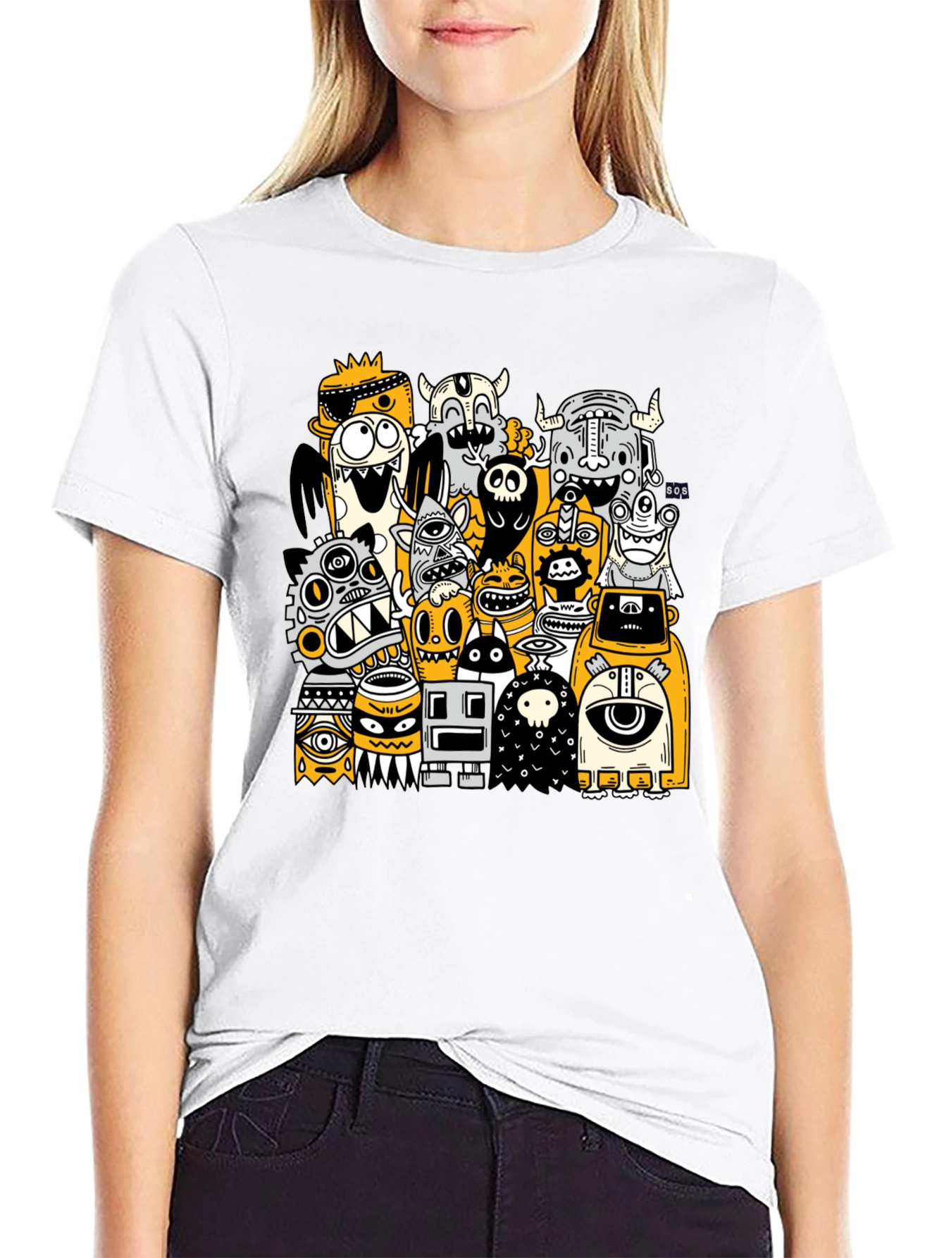 Monster Doodle Graphic Tee - Black