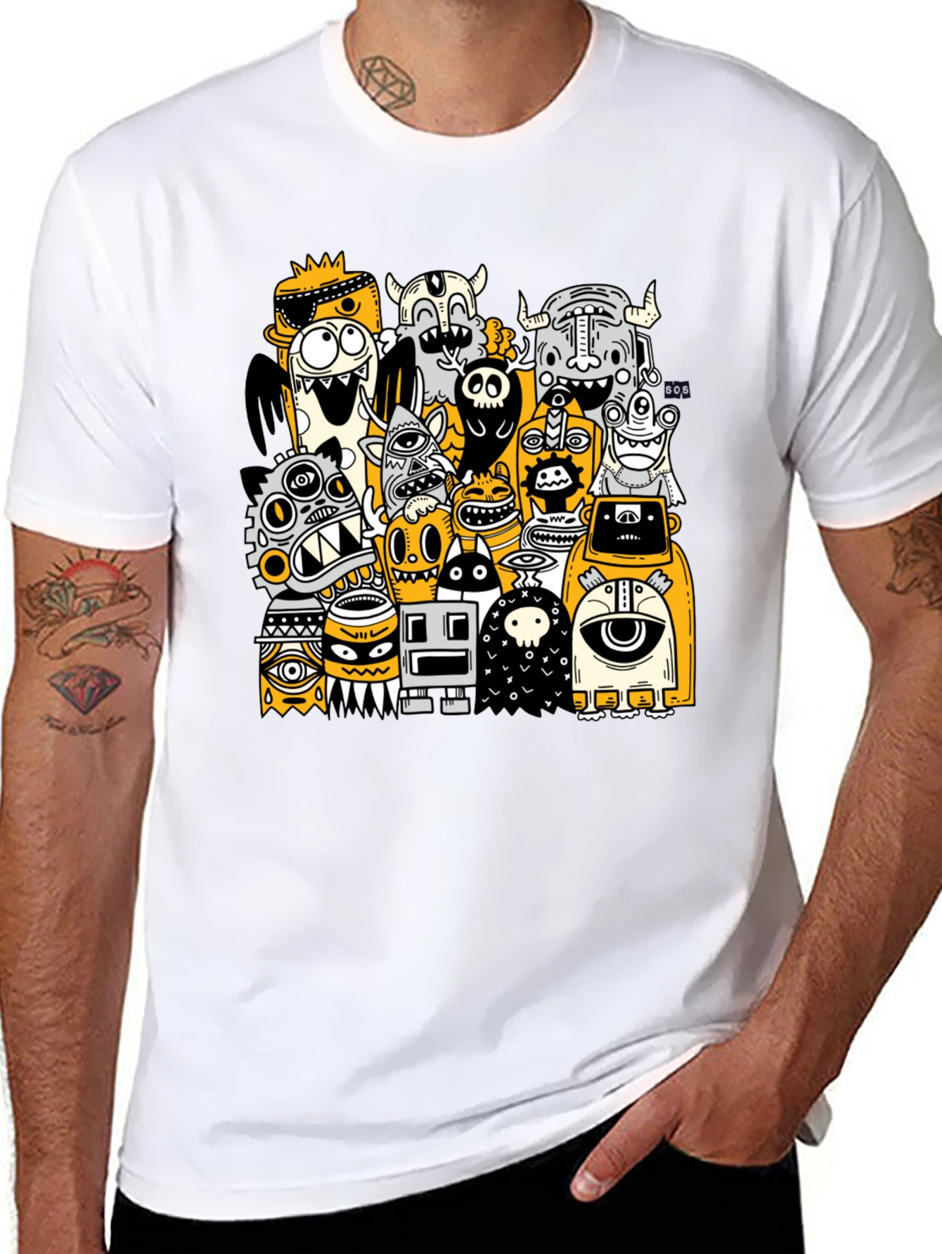 Monster Doodle Graphic Tee - Black