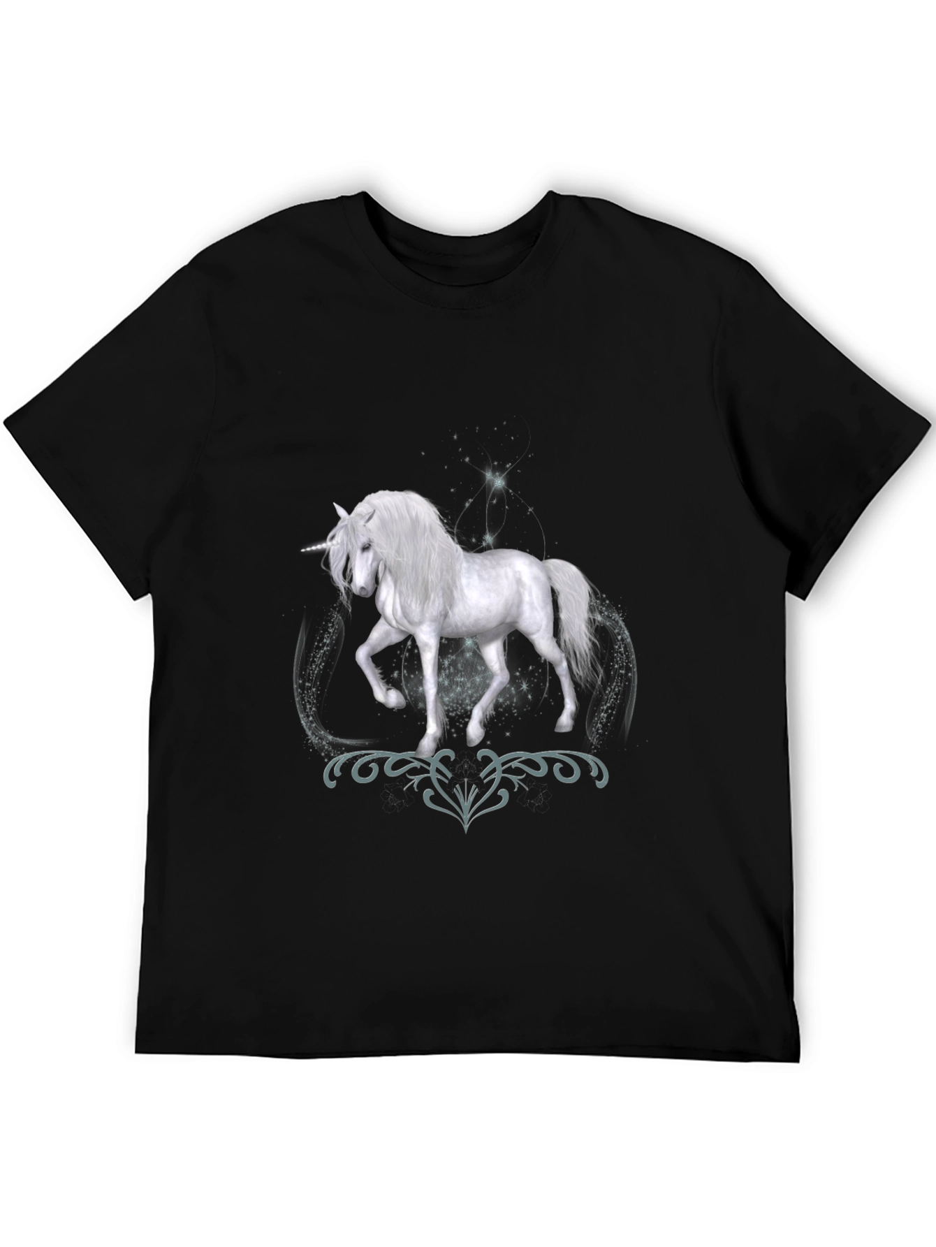 Unicorn Graphic Print Black T-Shirt