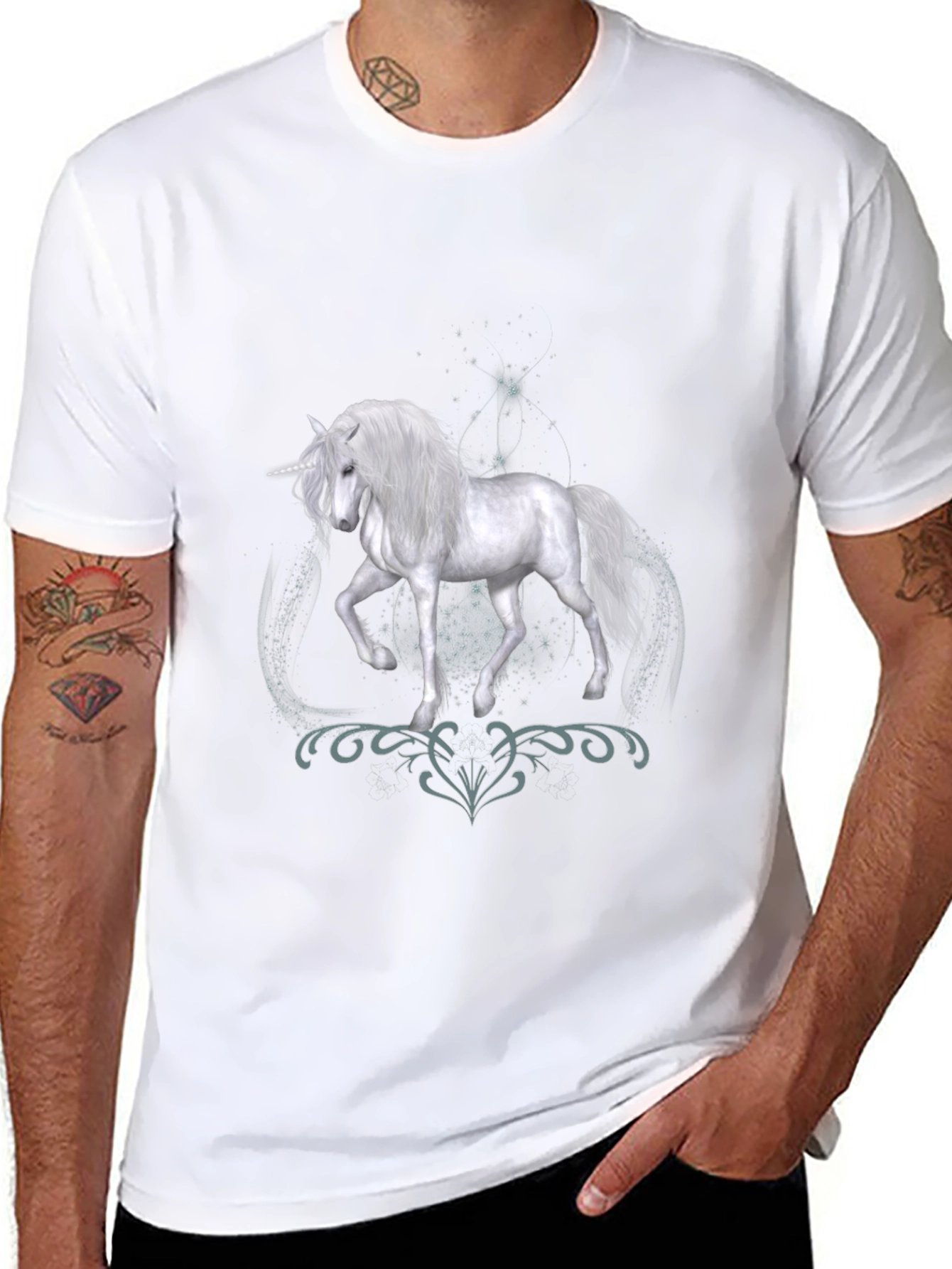 Unicorn Graphic Print Black T-Shirt
