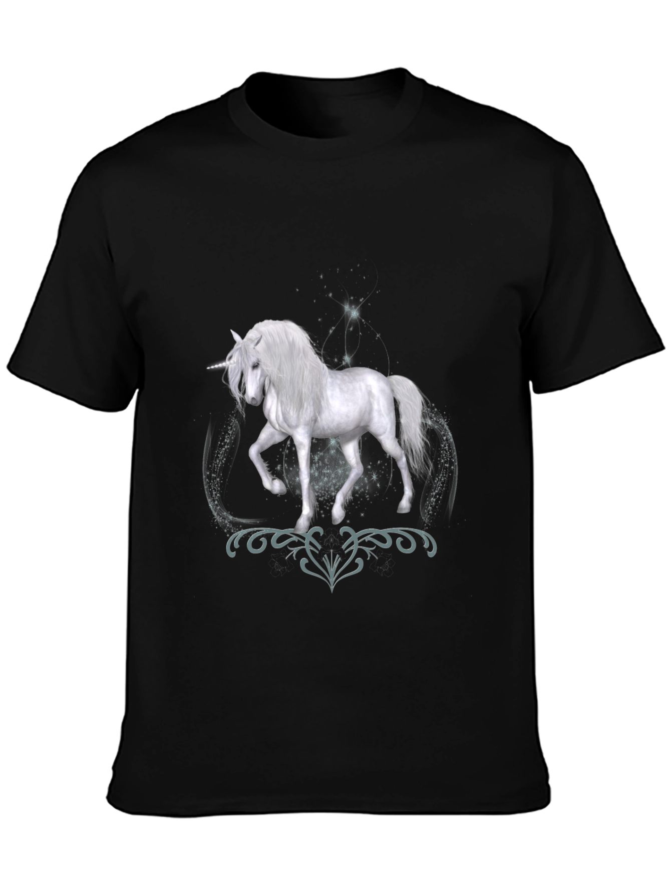 Unicorn Graphic Print Black T-Shirt
