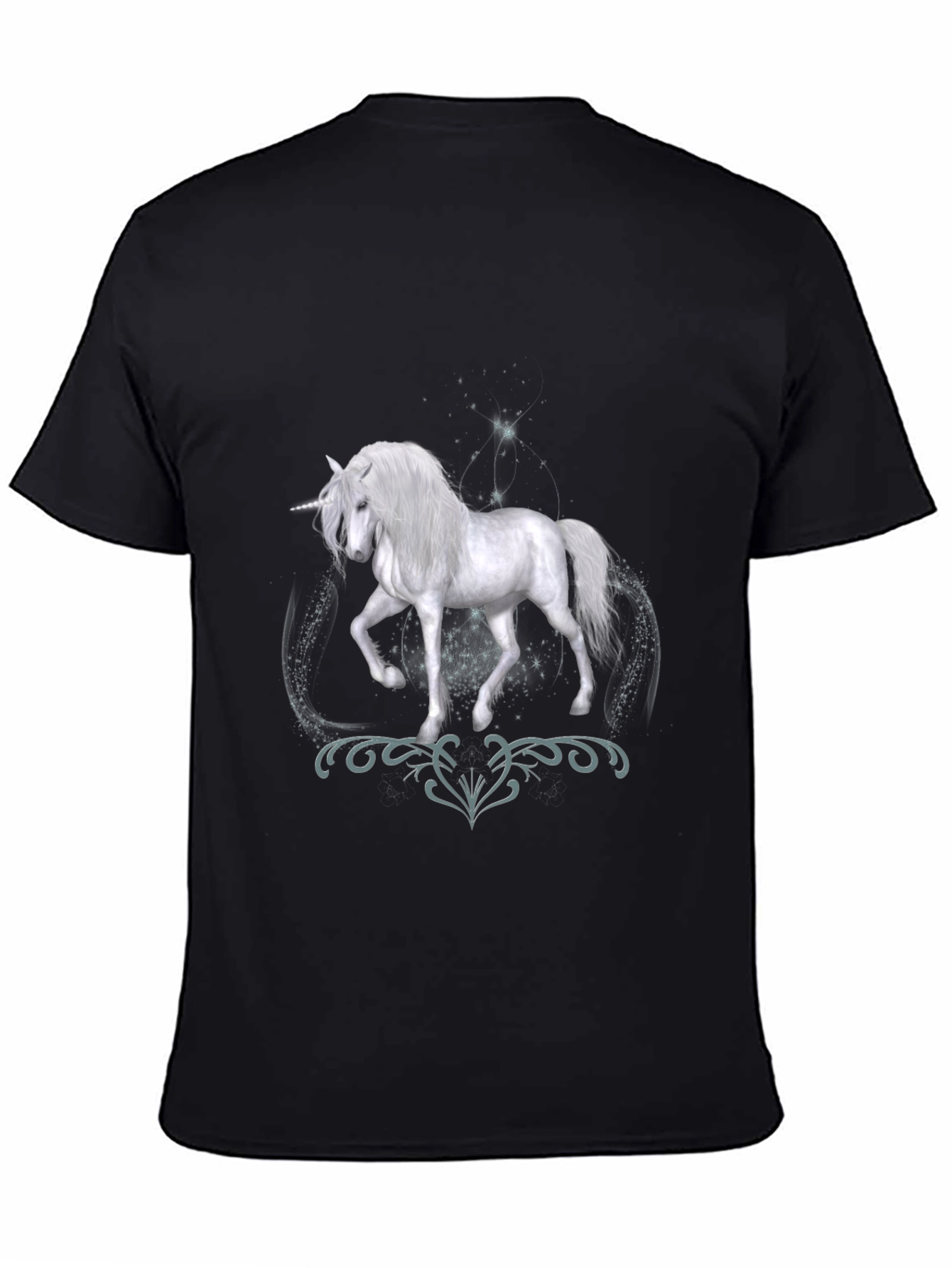 Unicorn Graphic Print Black T-Shirt