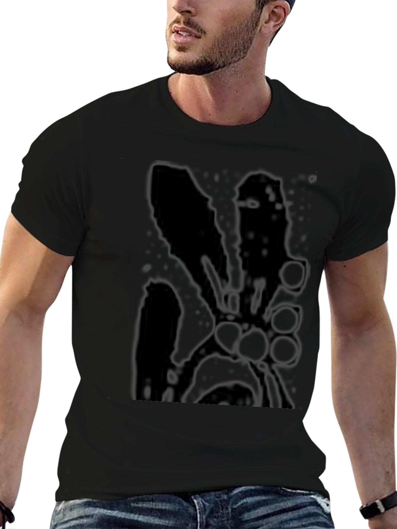 Mens Black Graphic Print T-Shirt