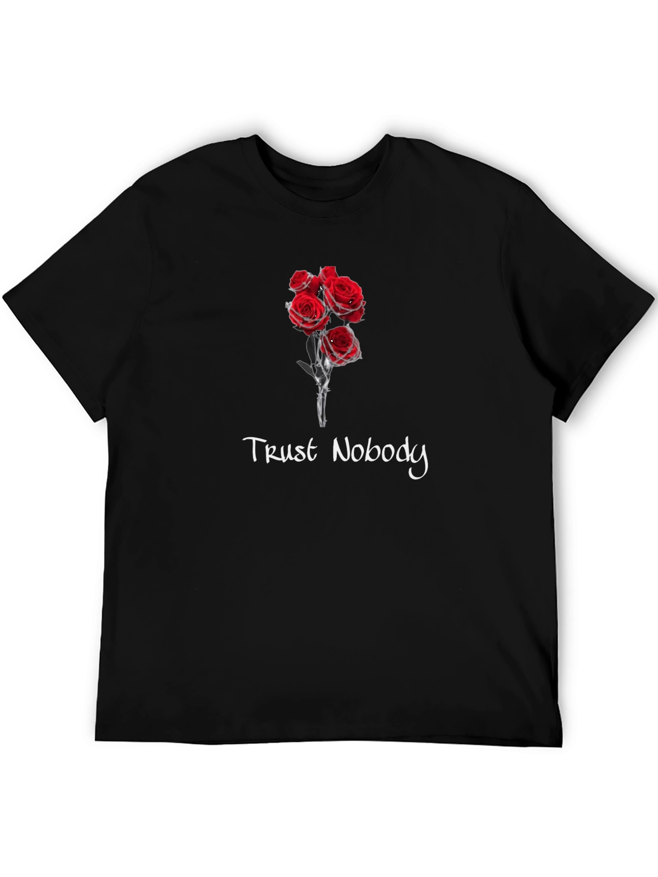 Trust Nobody Rose Graphic Tee - Black