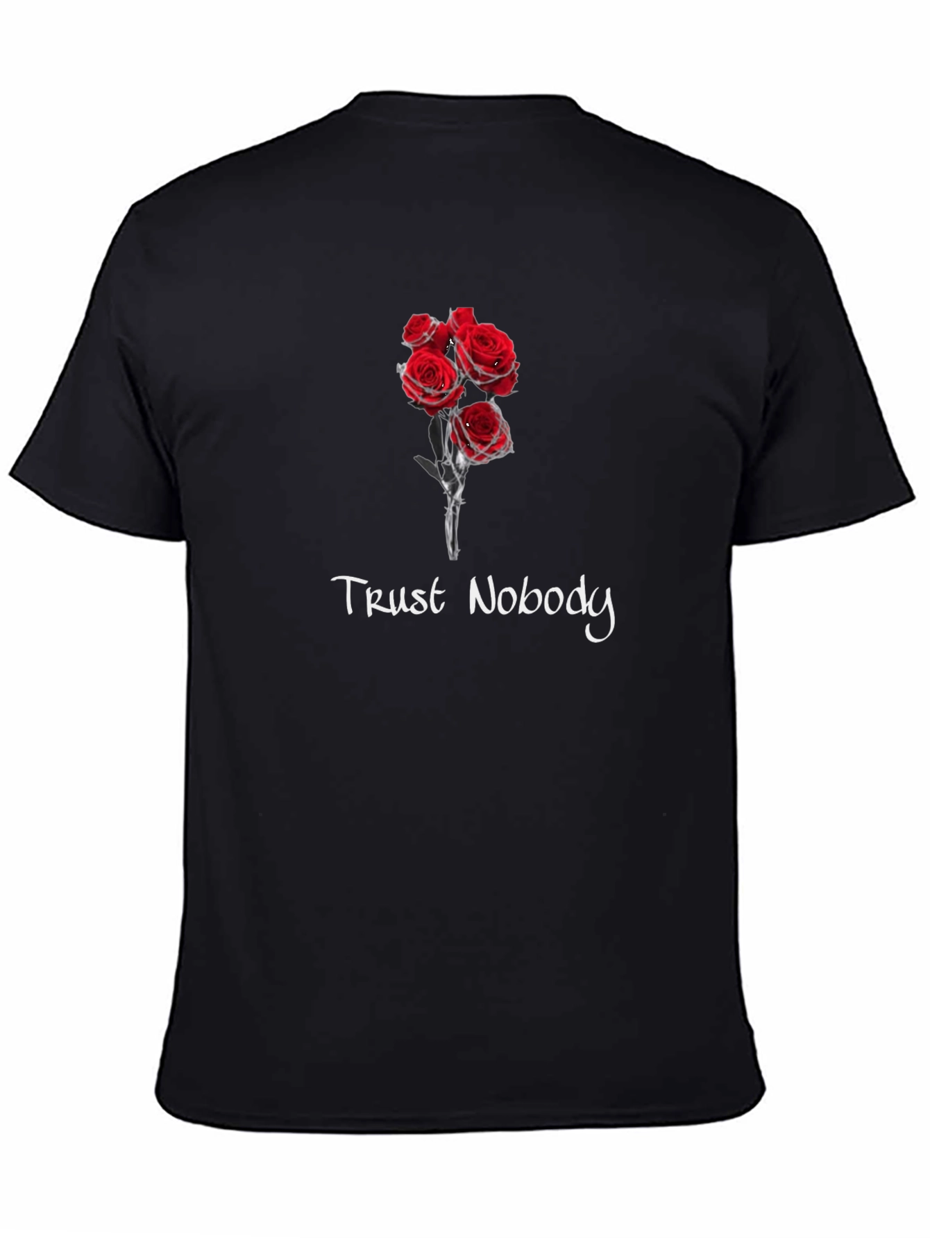 Trust Nobody Rose Graphic Tee - Black