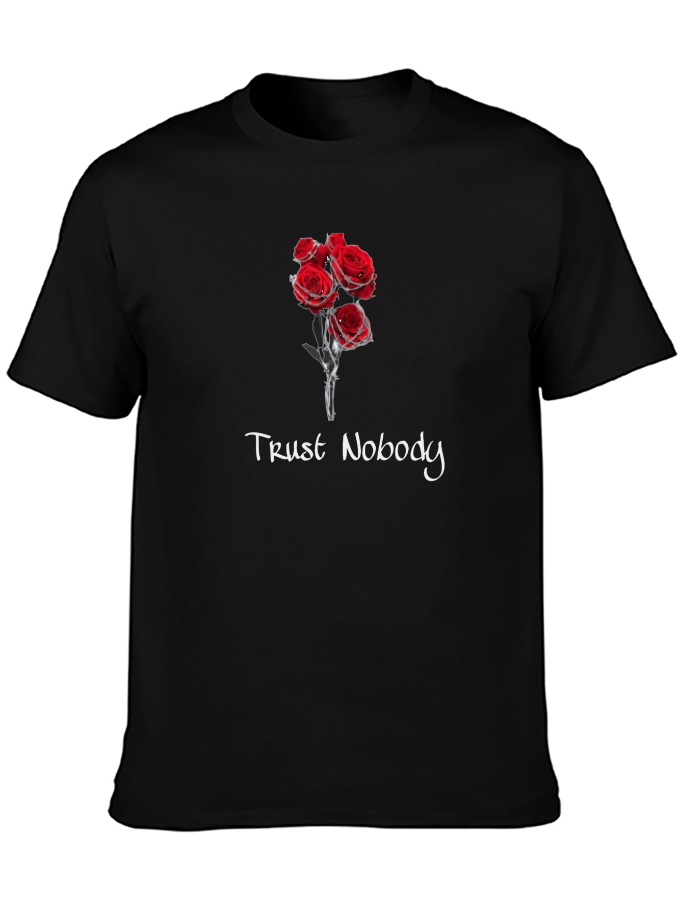 Trust Nobody Rose Graphic Tee - Black