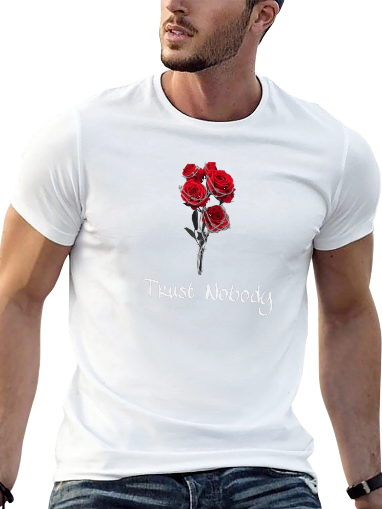 Trust Nobody Rose Graphic Tee - Black