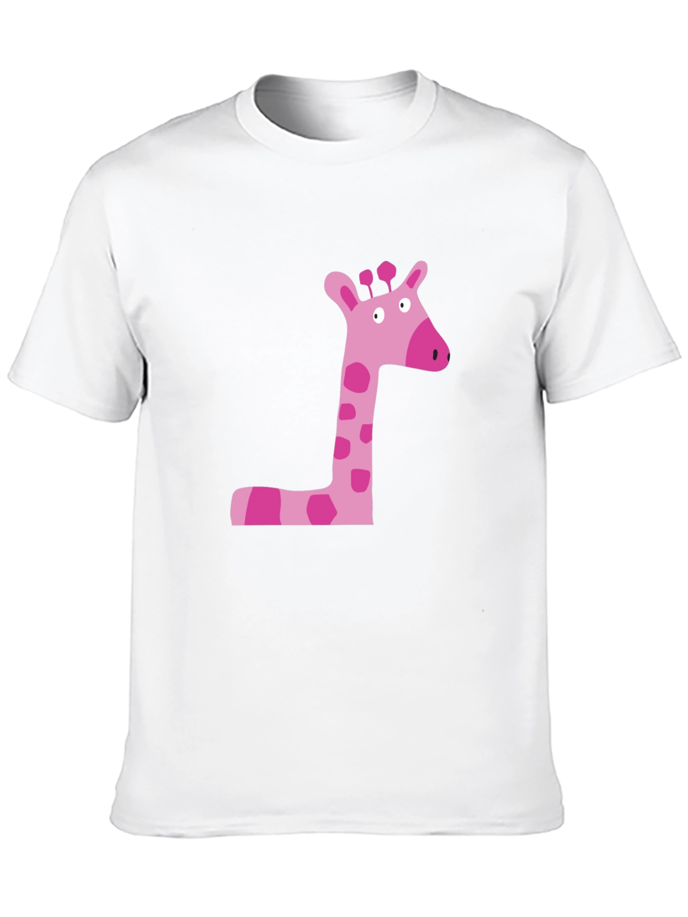 Pink Giraffe Graphic Tee - Black Cotton Shirt