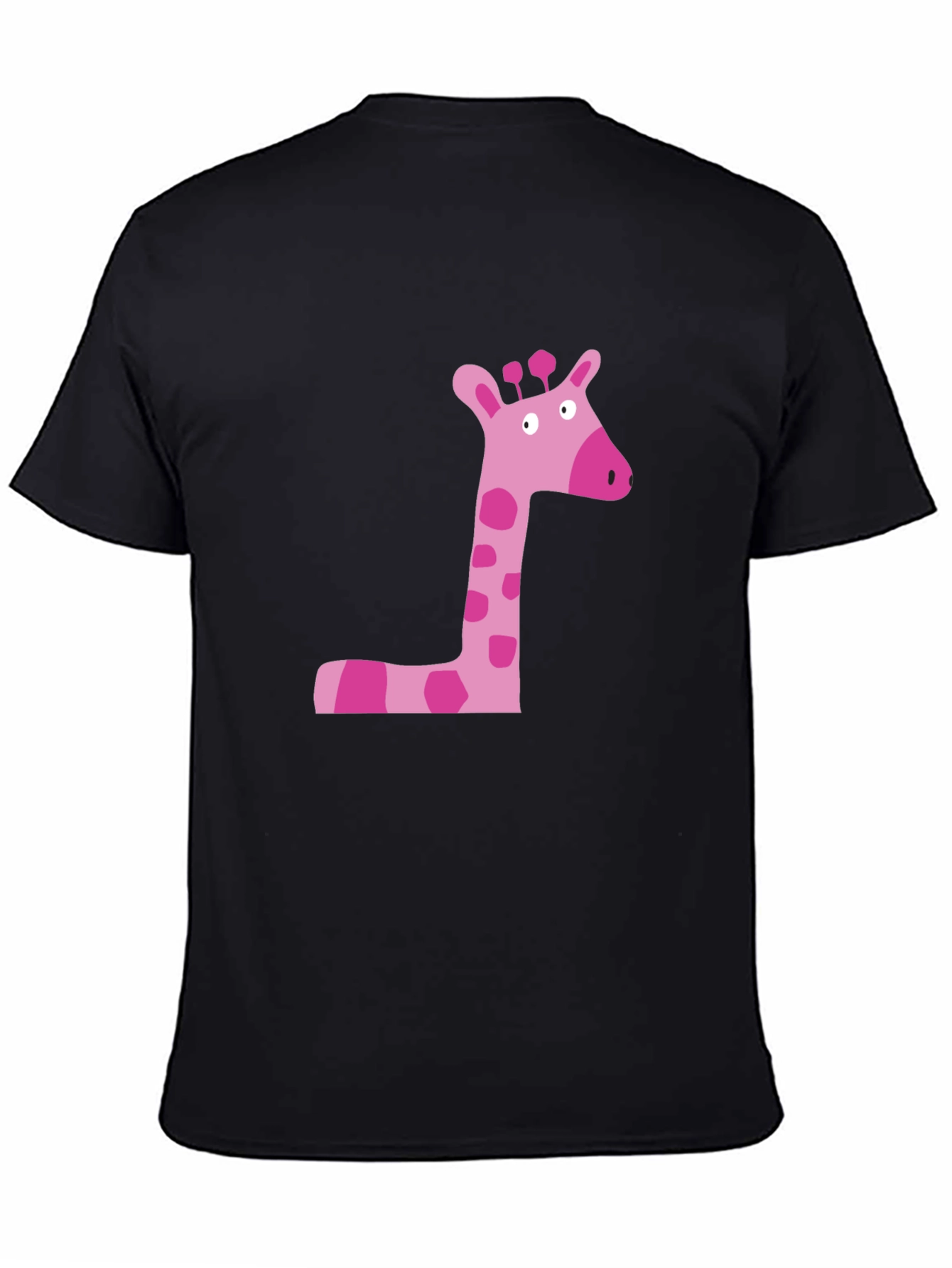 Pink Giraffe Graphic Tee - Black Cotton Shirt