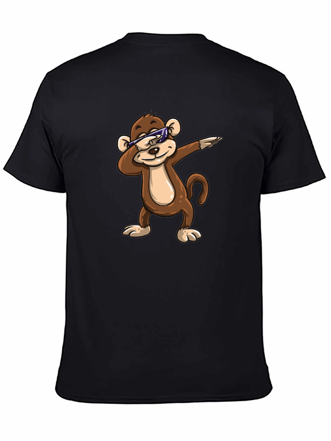 Cool Monkey Dabbing Graphic Tee - Black Cotton Shirt