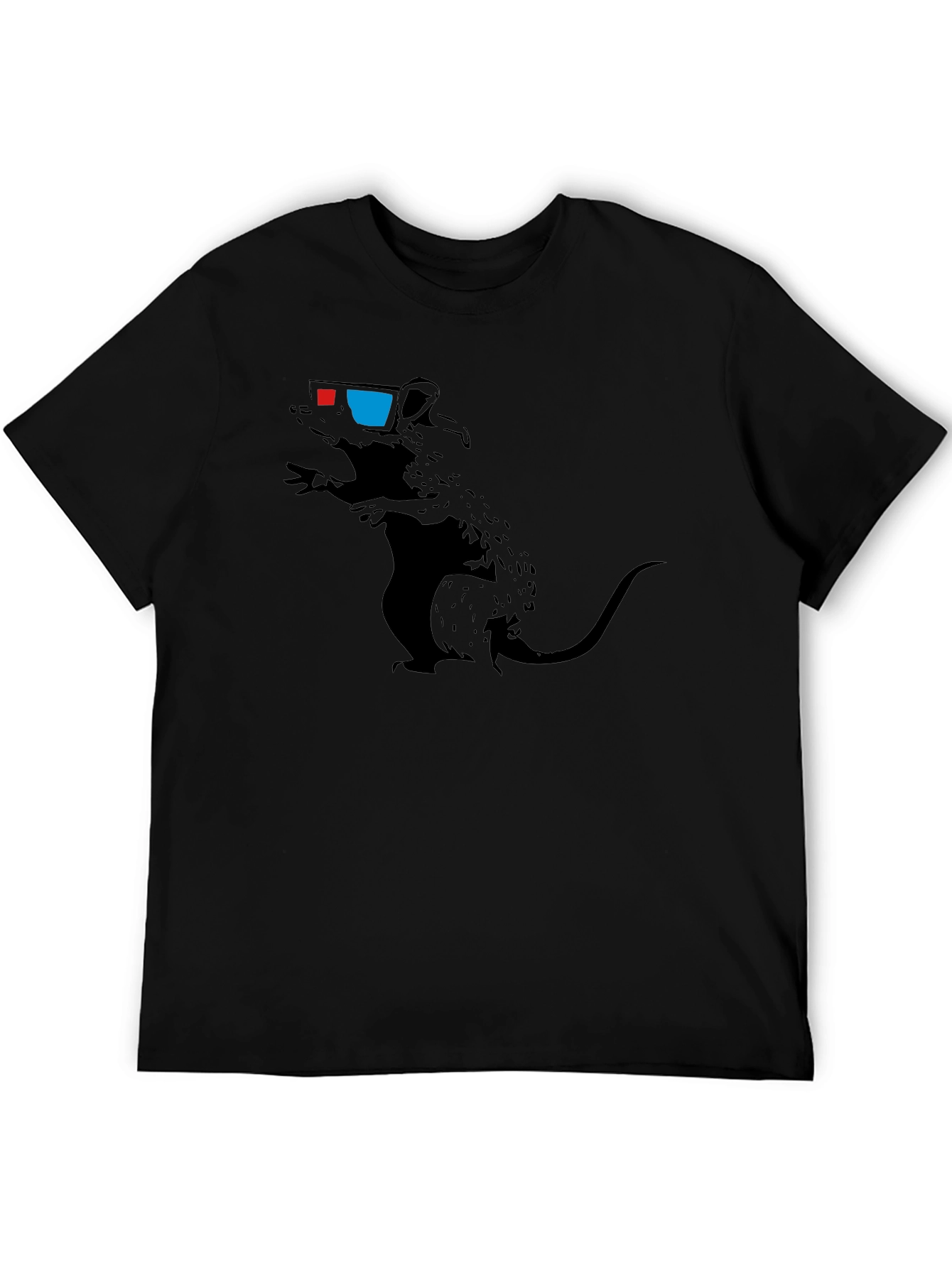 Rat with 3D Glasses Graphic Tee - Black