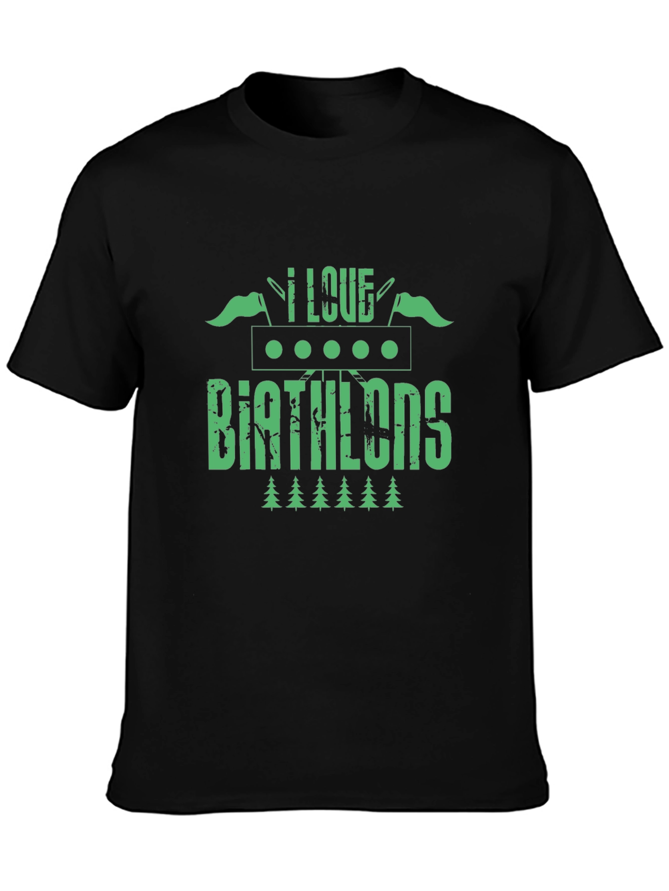 I Love Biathlons T-Shirt - Green Graphic Tee
