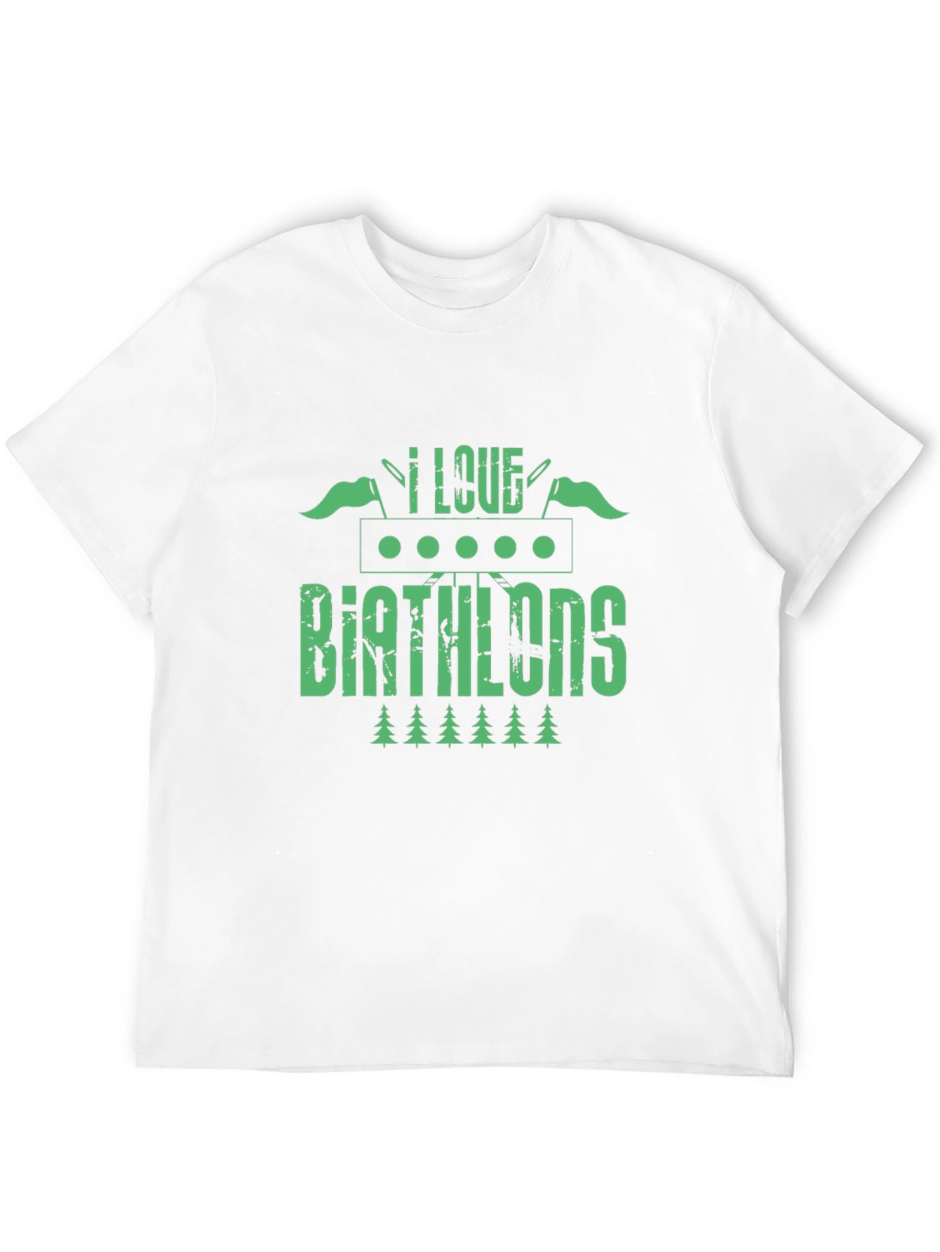 I Love Biathlons T-Shirt - Green Graphic Tee