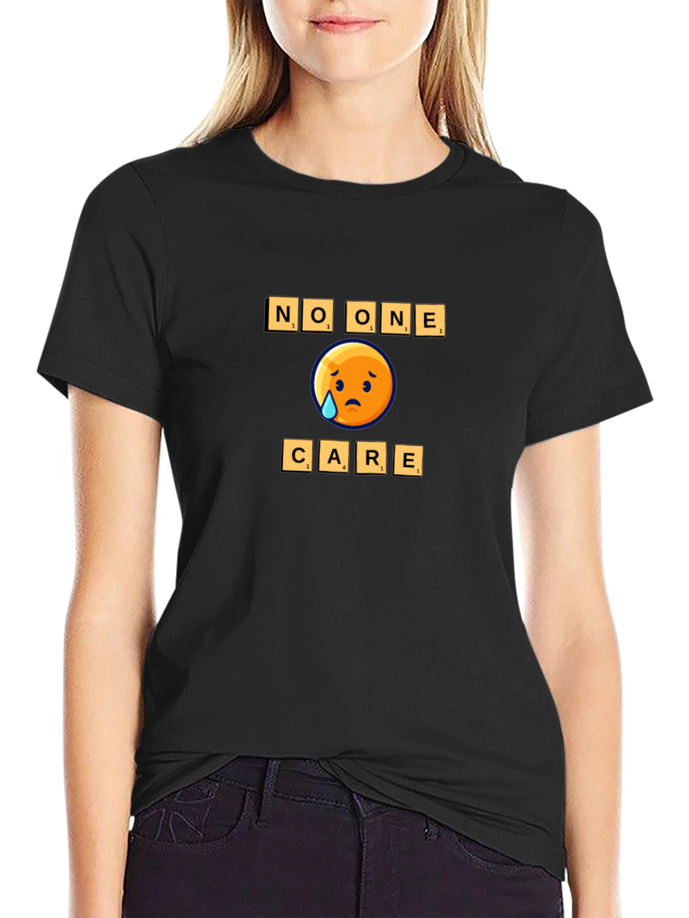 No One Cares Emoji Graphic Tee