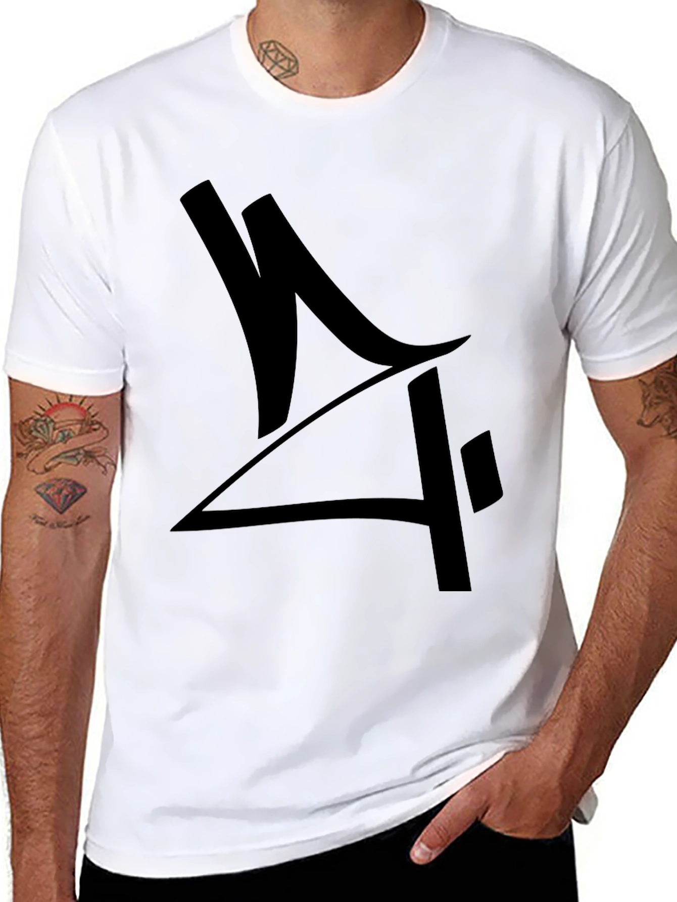 Mens Black Graphic Tee - Abstract Design