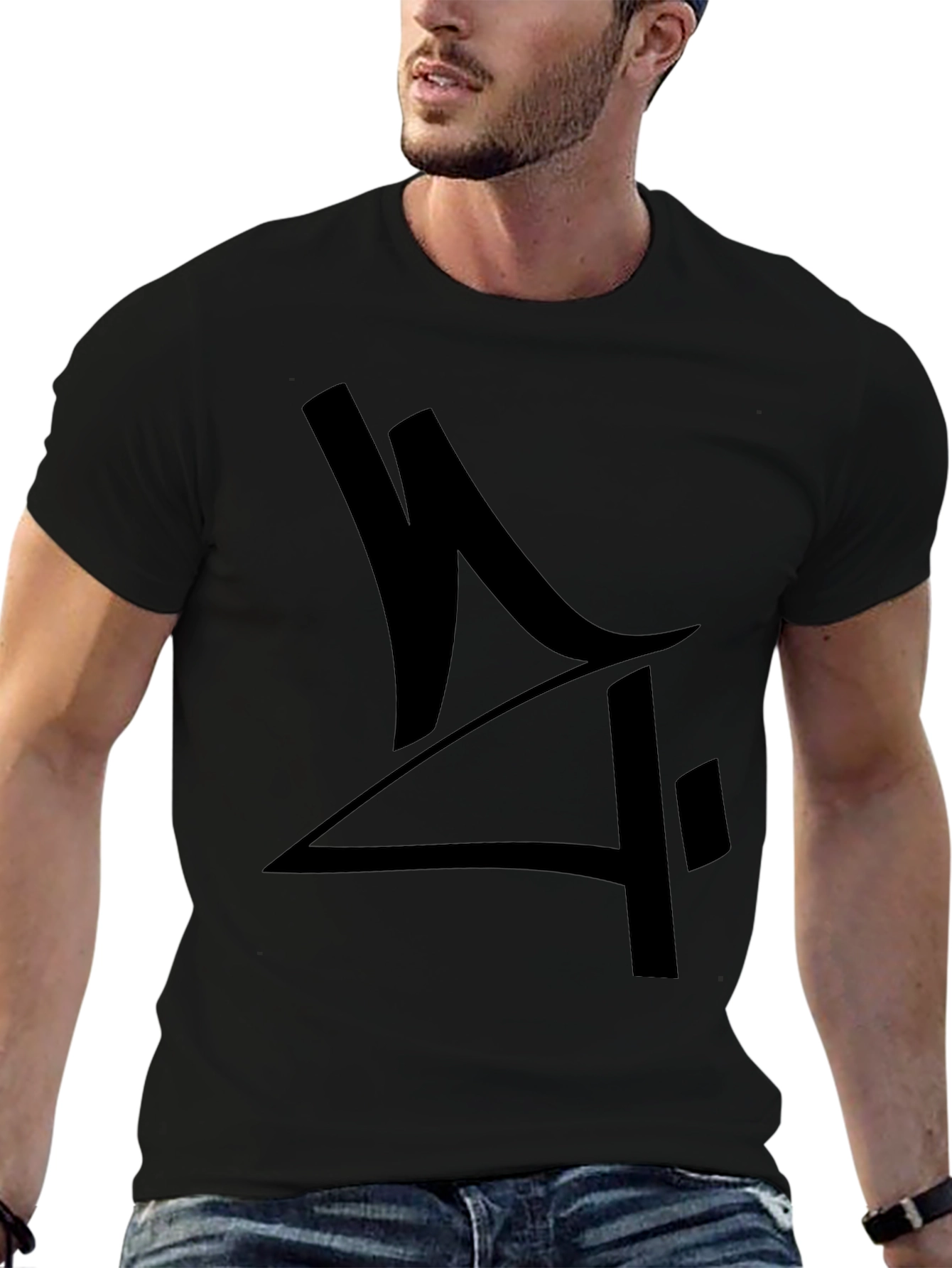 Mens Black Graphic Tee - Abstract Design