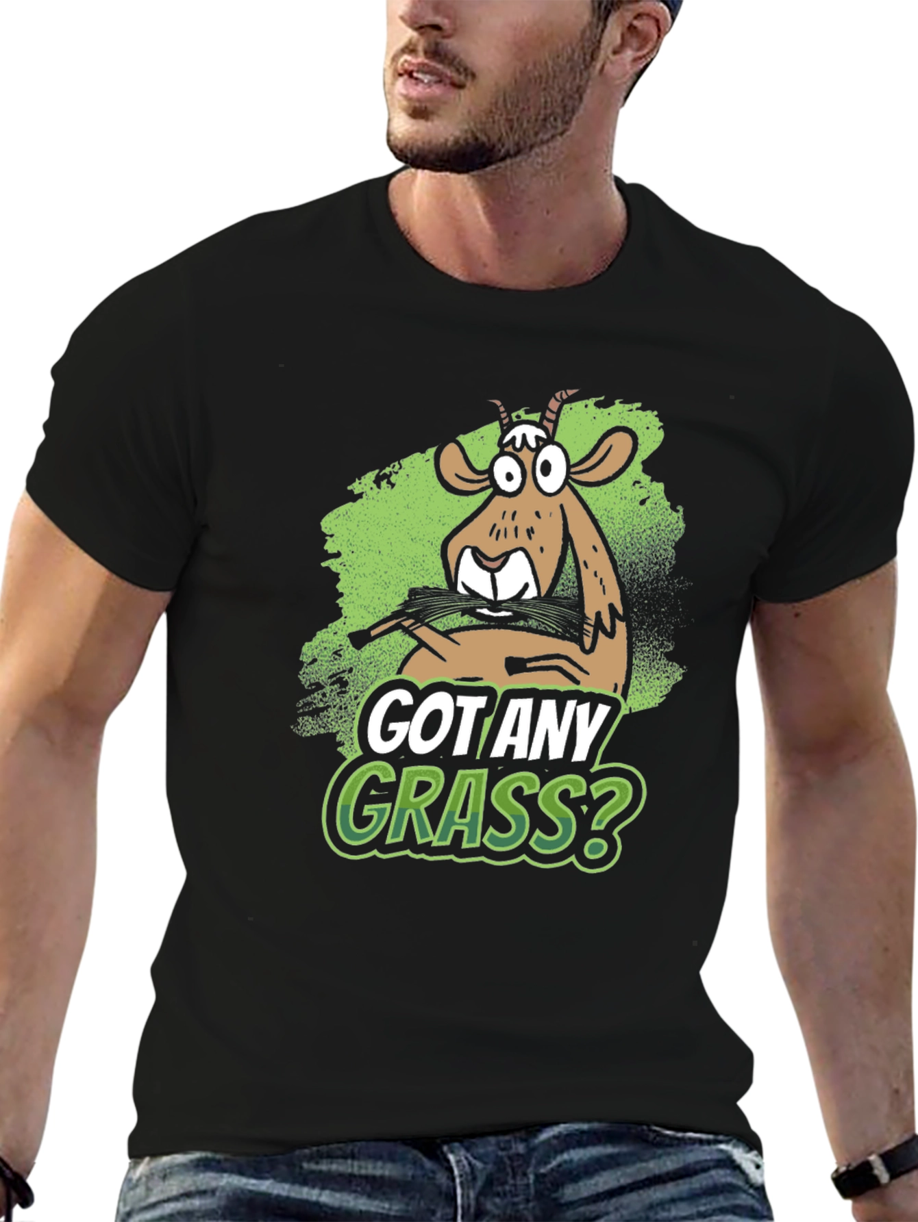 Got Any Grass? Funny Goat Graphic T-Shirt