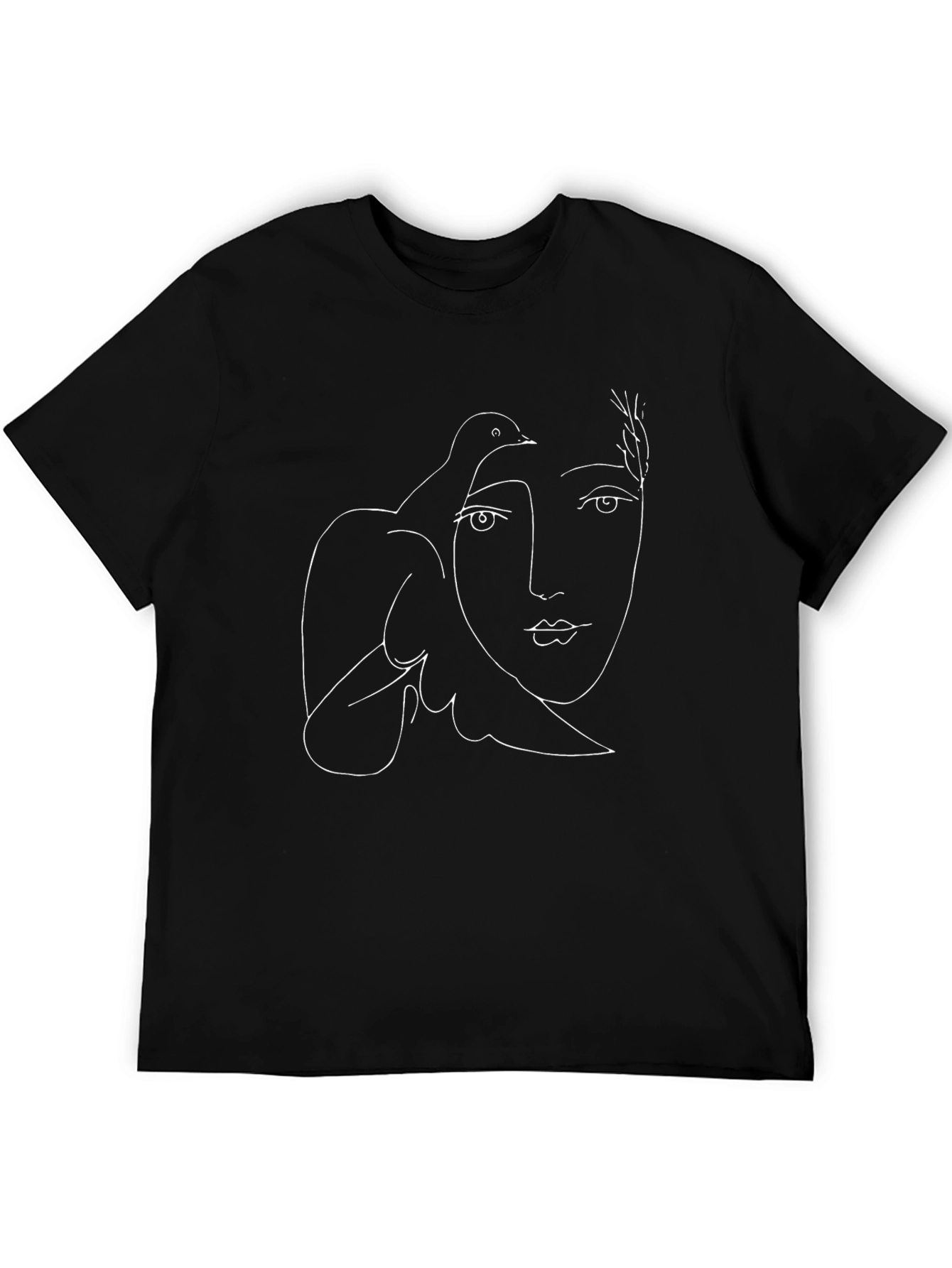 Abstract Face and Dove Black Graphic Tee
