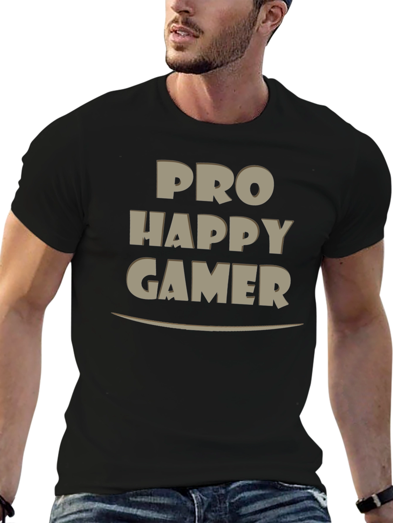 Pro Happy Gamer T-Shirt - Black Casual Tee