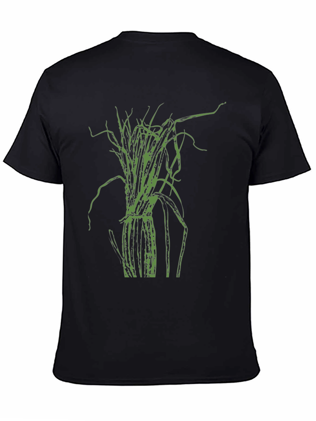 Green Plant Graphic Black T-Shirt