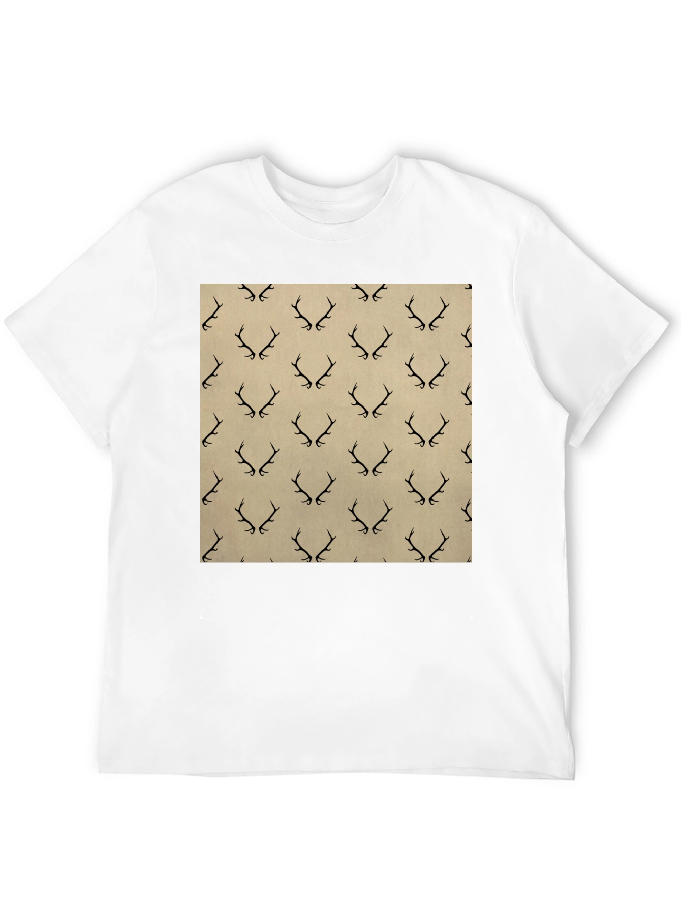 Antler Pattern Black T-Shirt