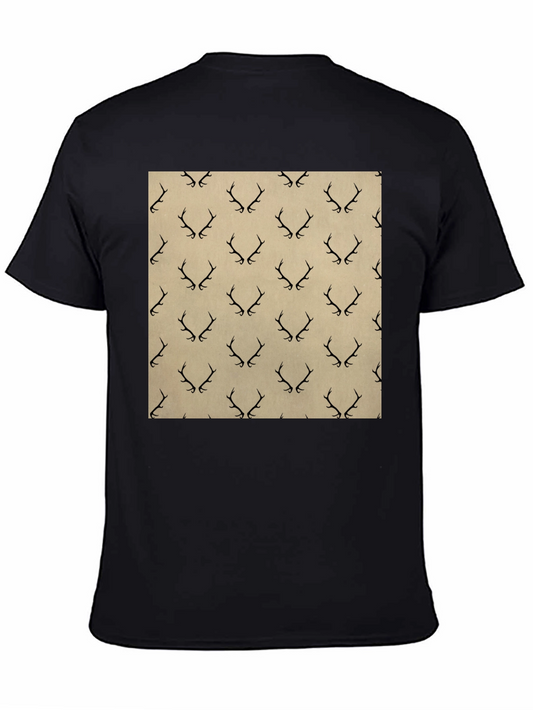 Antler Pattern Black T-Shirt
