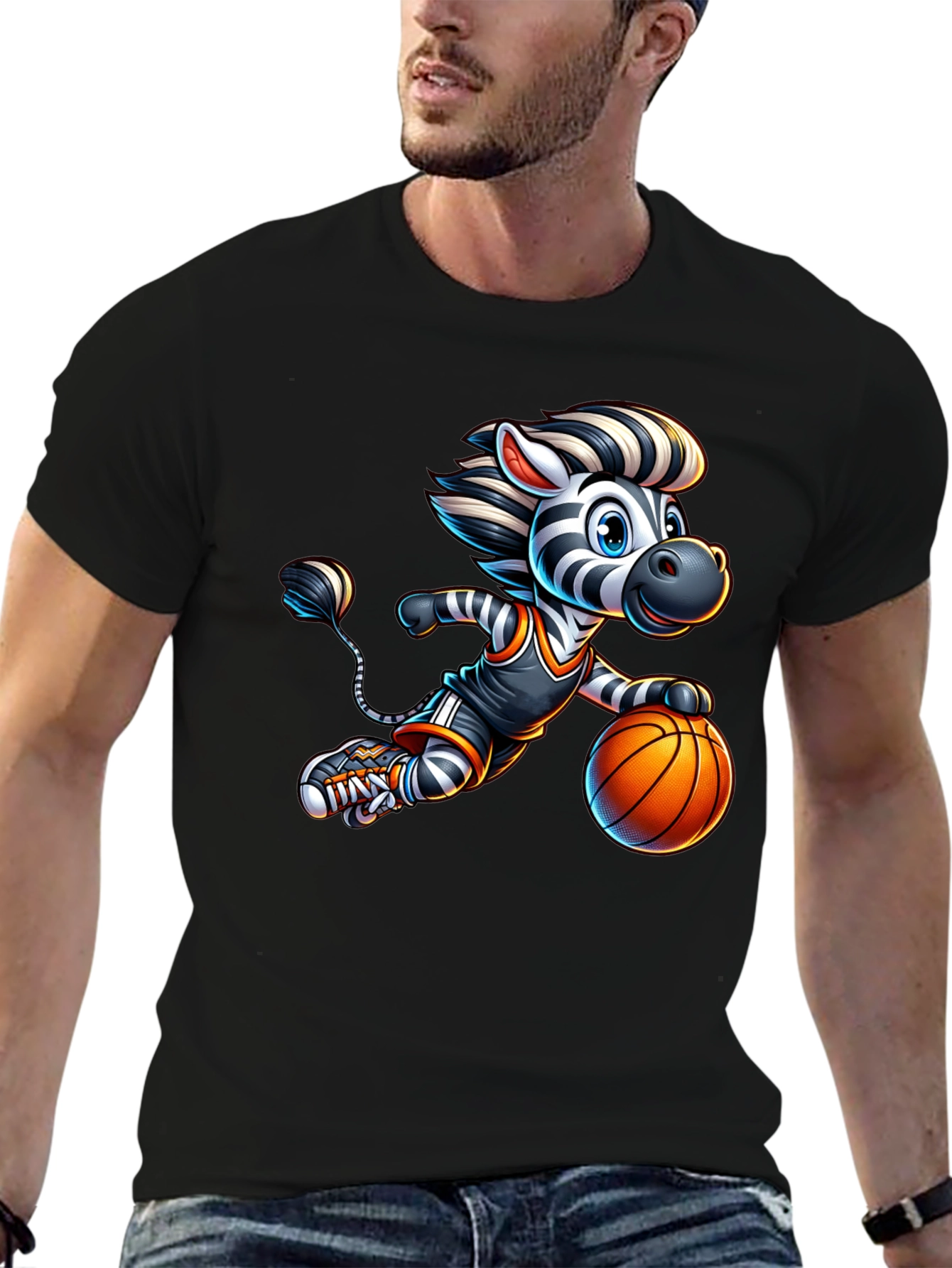 Zebra Basketball Player Graphic T-Shirt
