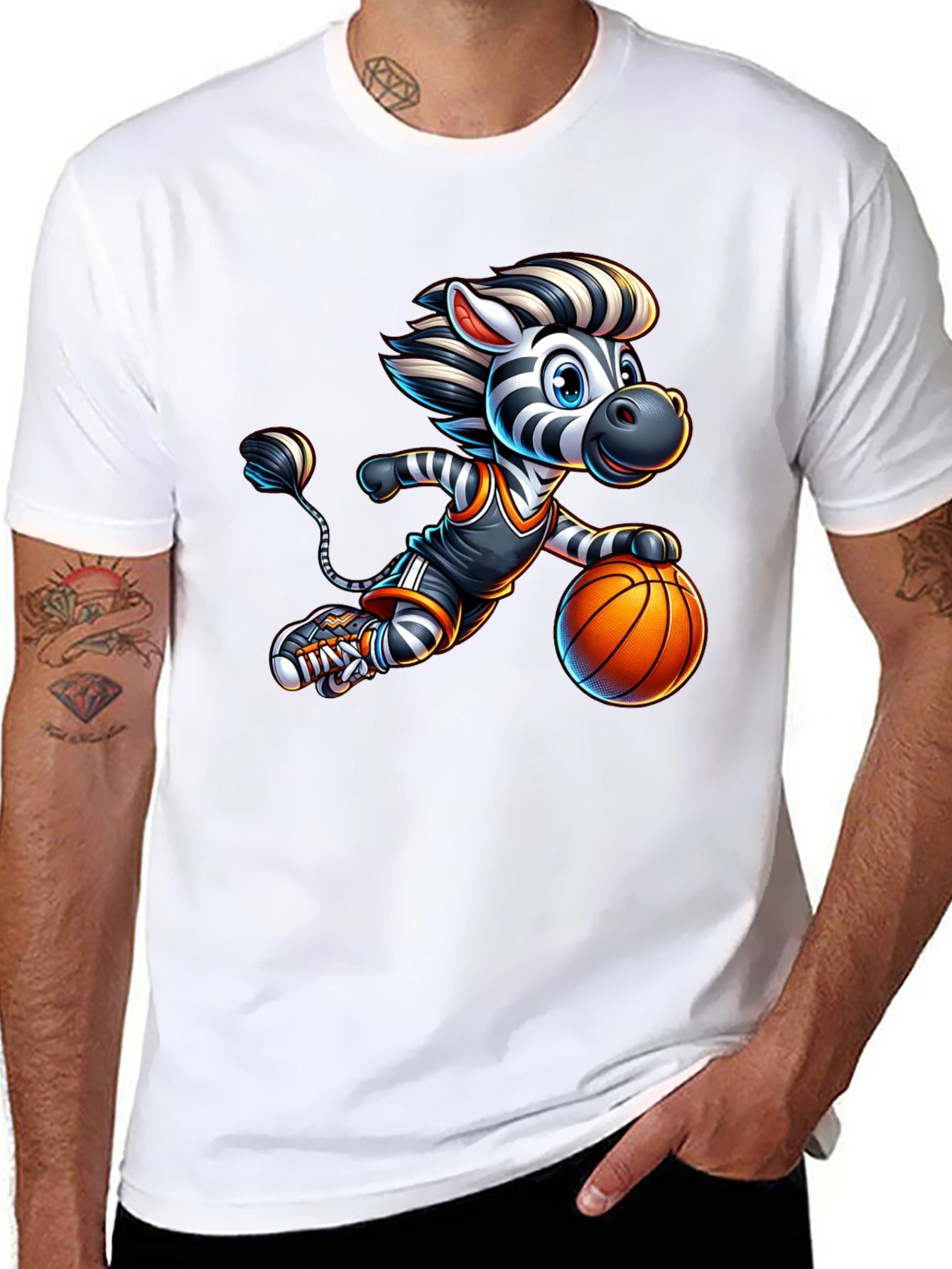 Zebra Basketball Player Graphic T-Shirt